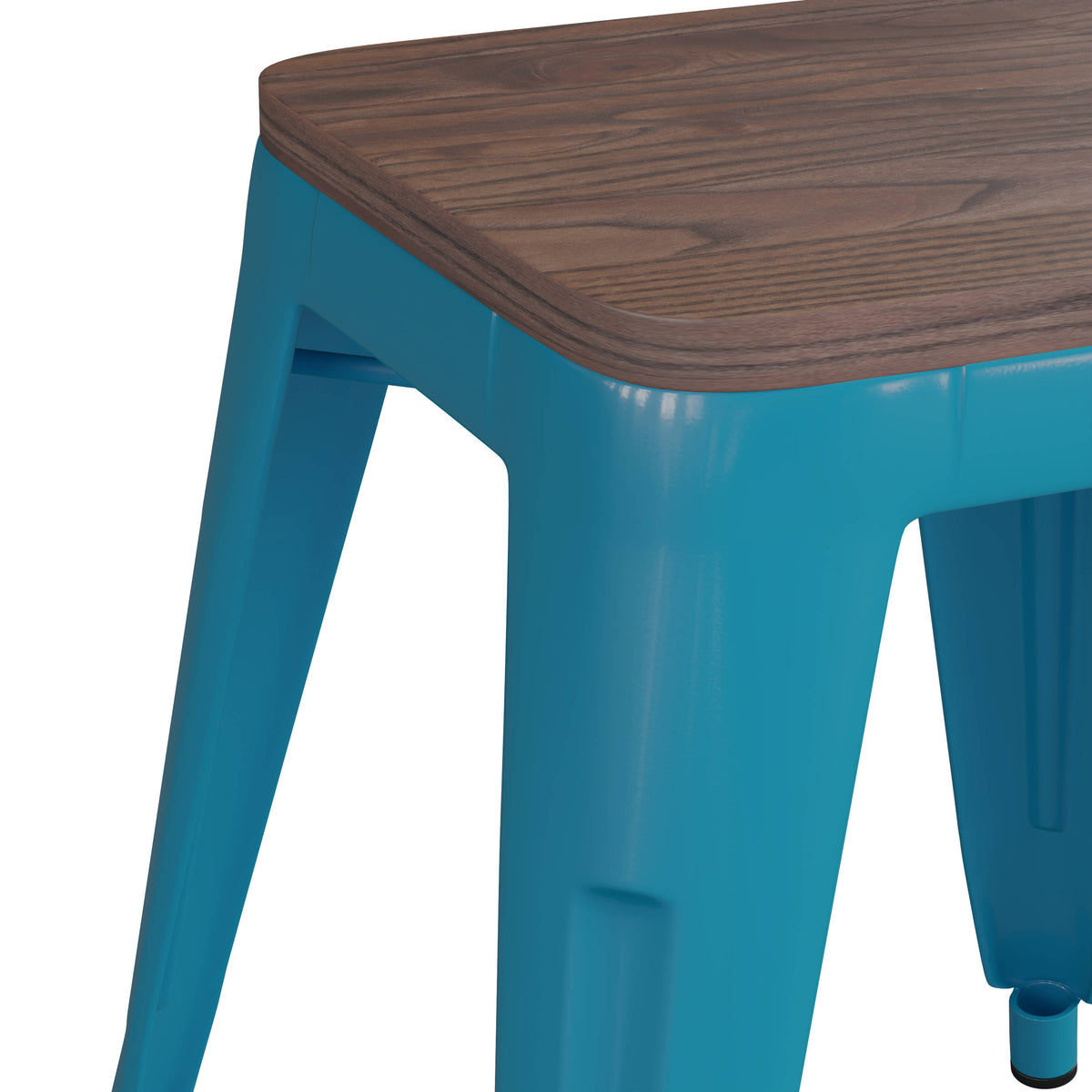 Teal |#| Set of 4 Teal 18" Table Height Indoor Stackable Metal Stool with Wood Seat