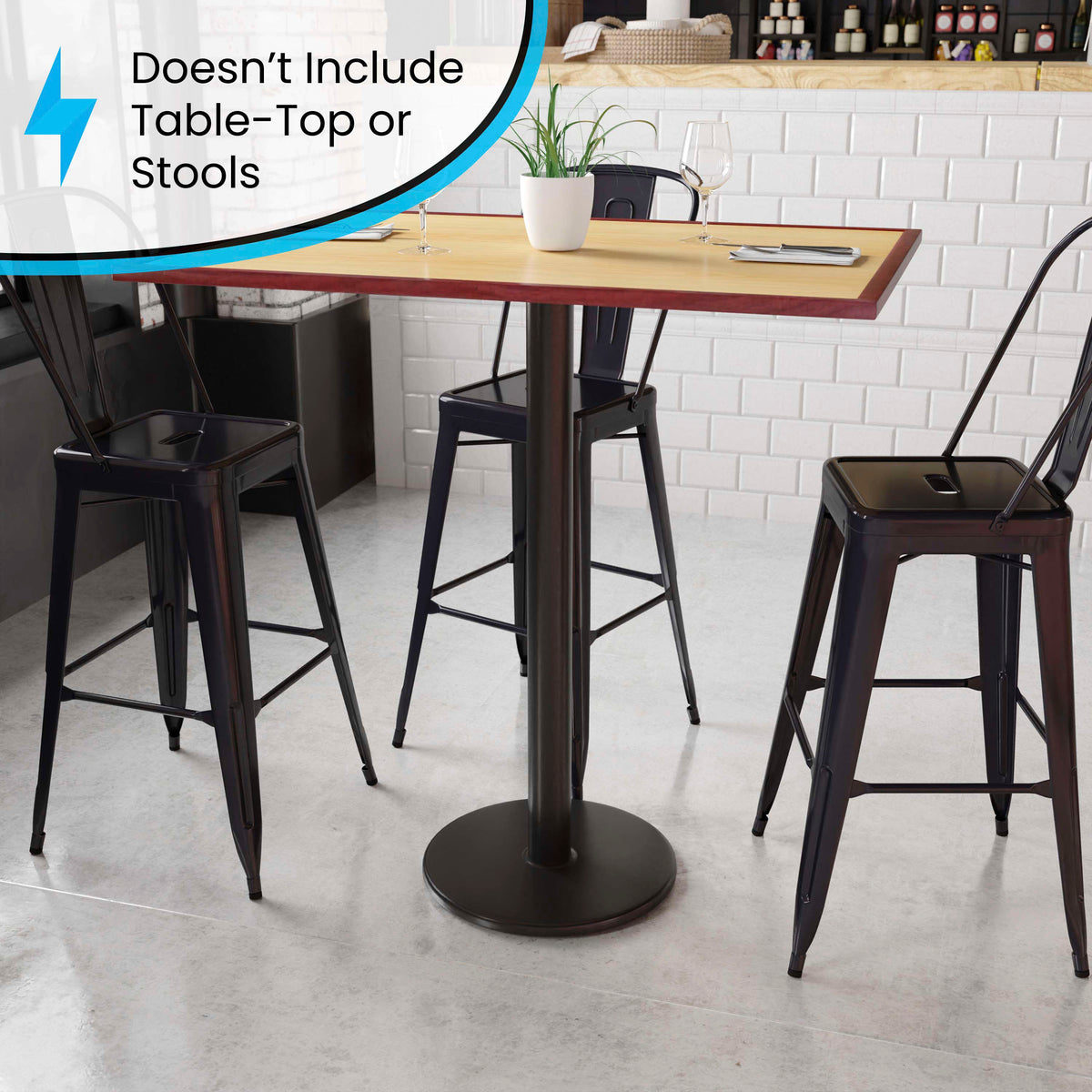 18" Round Restaurant Table Base with 3" Dia. Bar Height Column