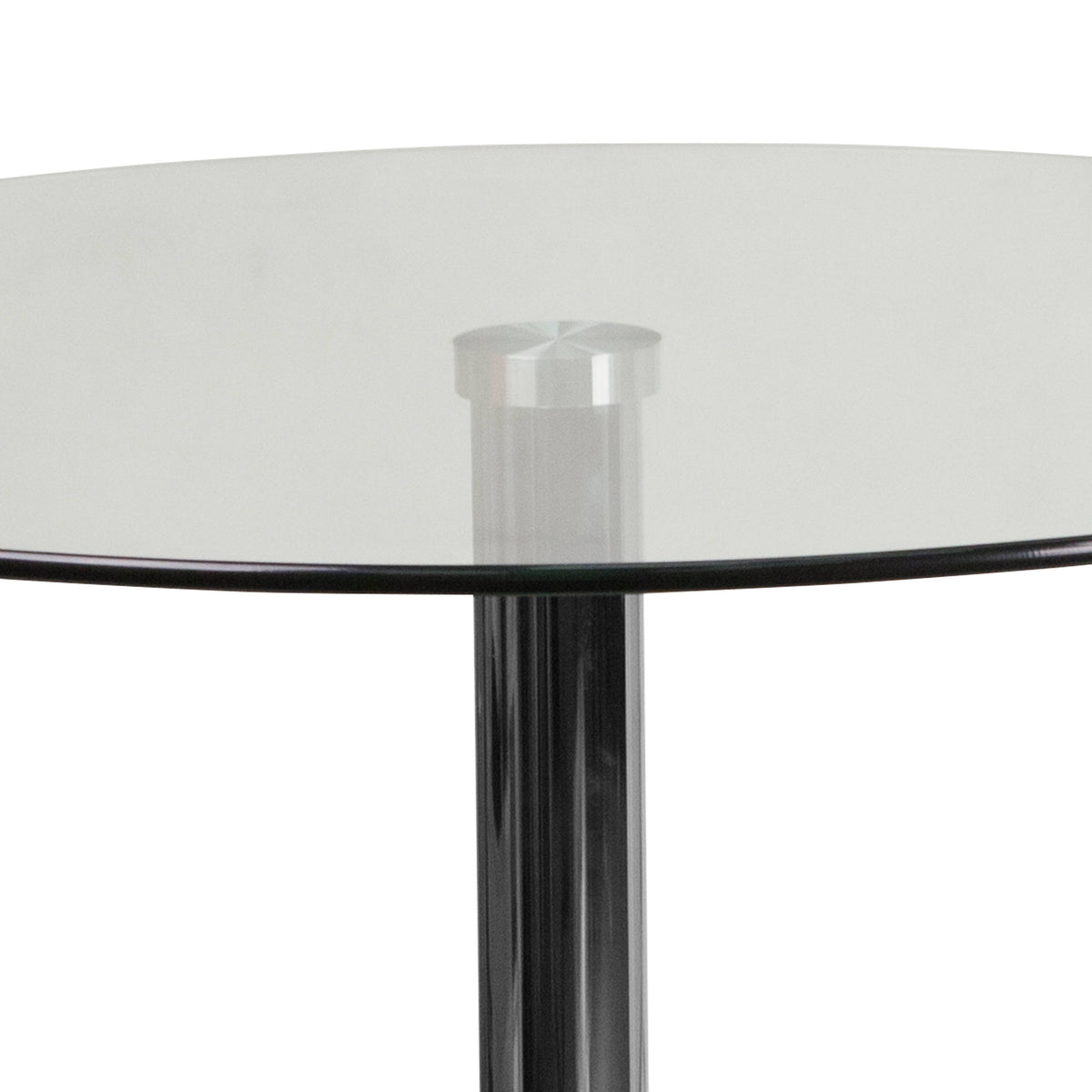 23.5" Round Glass Table with 35.5"H Chrome Base - Pedestal Table - Event Table