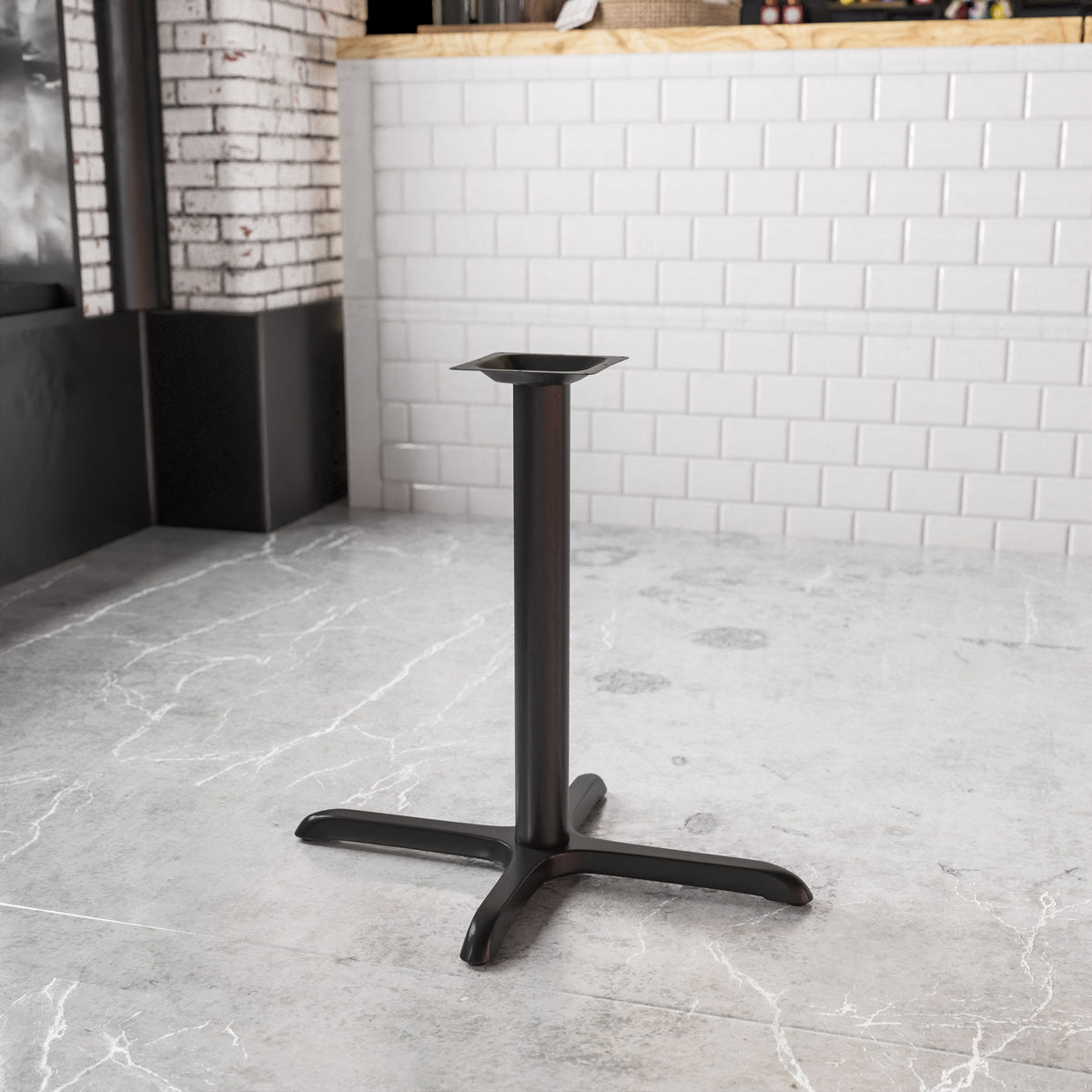 23.75" x 30" Restaurant Table X-Base with 3" Dia. Table Height Column