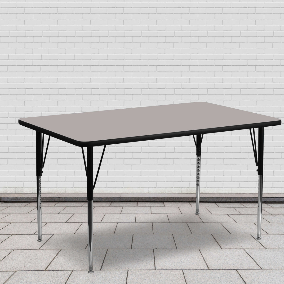 Gray Top/Black Frame |#| 24"W x 60"L Rectangular Grey HP Laminate Activity Table - Height Adjustable Legs