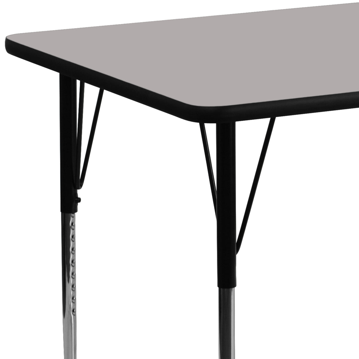 Gray Top/Black Frame |#| 24"W x 60"L Rectangular Grey HP Laminate Activity Table - Height Adjustable Legs