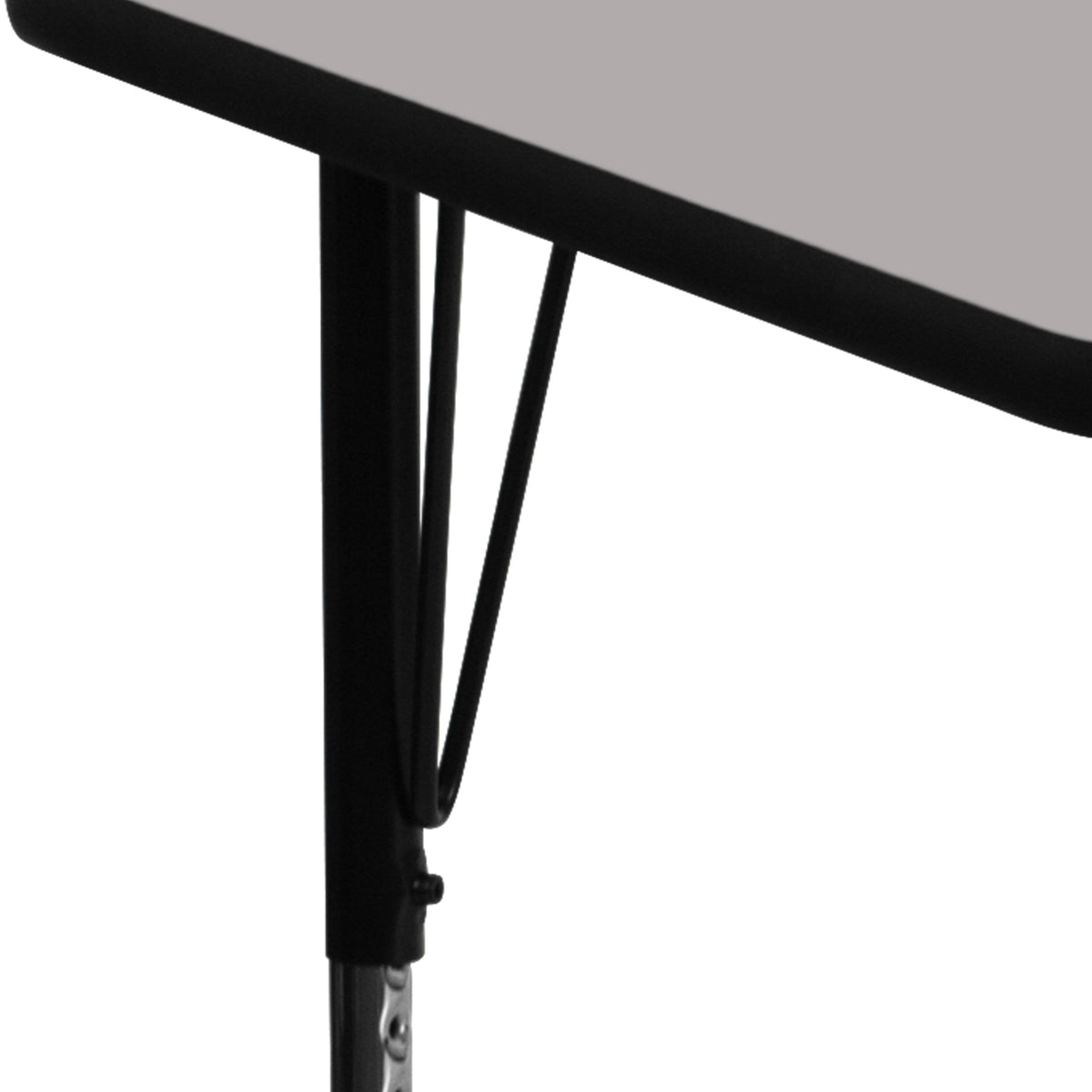 Gray Top/Black Frame |#| 24"W x 60"L Rectangular Grey HP Laminate Activity Table - Height Adjustable Legs