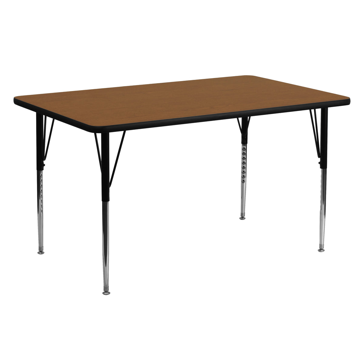 Oak Top/Black Frame |#| 24"W x 60"L Rectangular Oak HP Laminate Adjustable Leg Activity Table