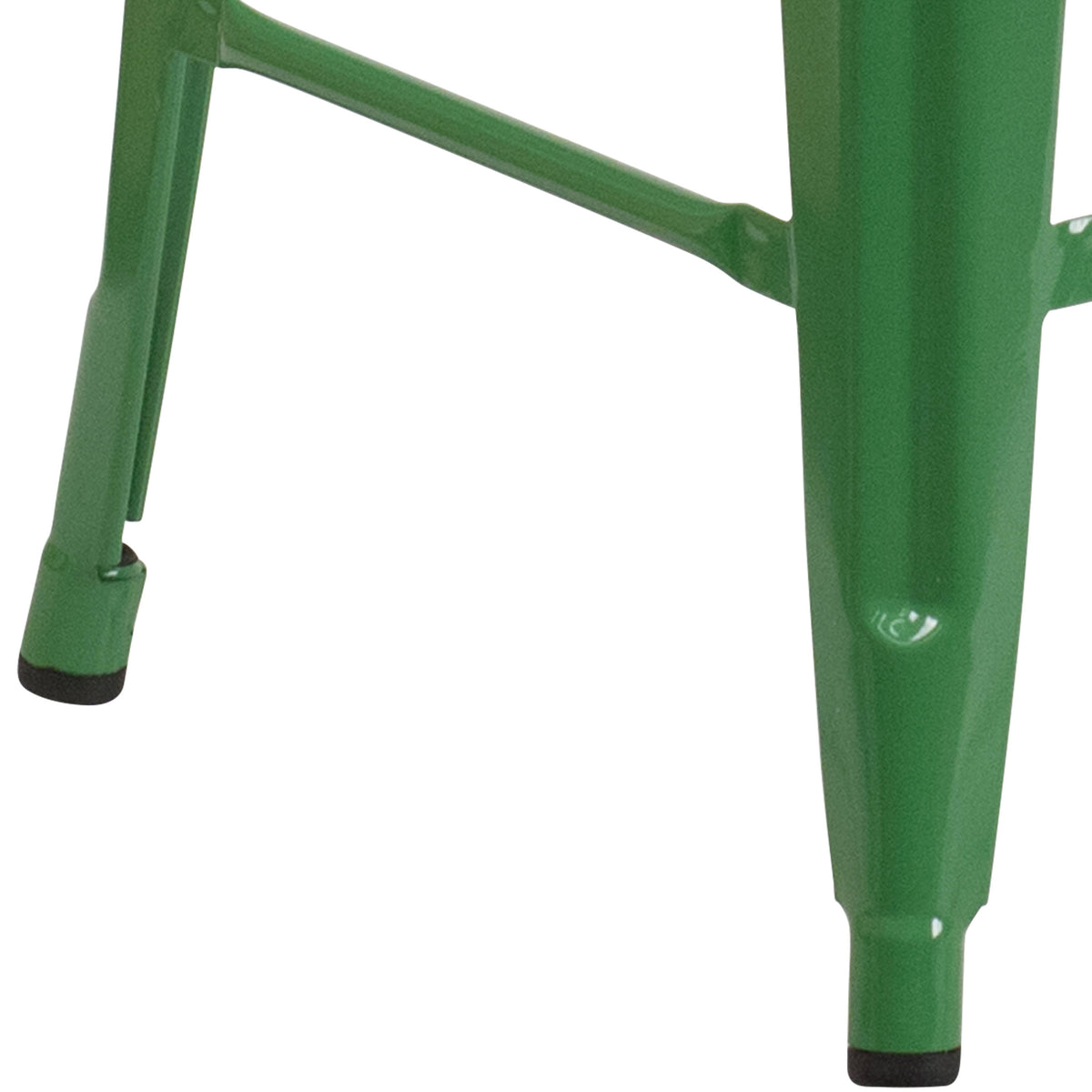 Green |#| 24" High Backless Green Metal Counter Height Stool with Square Wood Seat