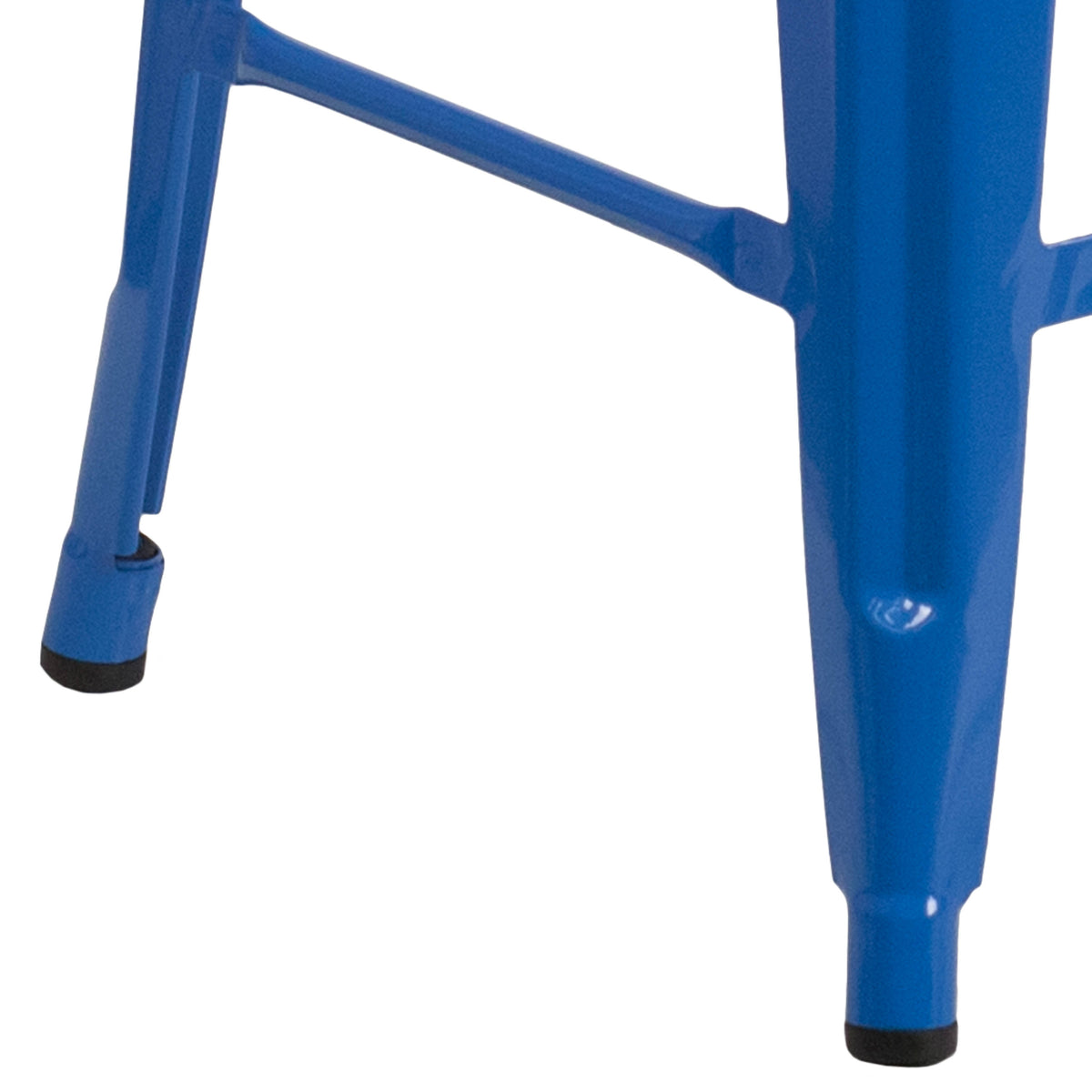 Blue |#| 24" High Backless Blue Metal Counter Height Stool with Square Wood Seat