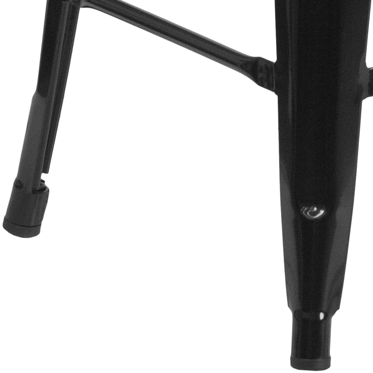 Black |#| 24" High Backless Black Metal Counter Height Stool with Square Wood Seat