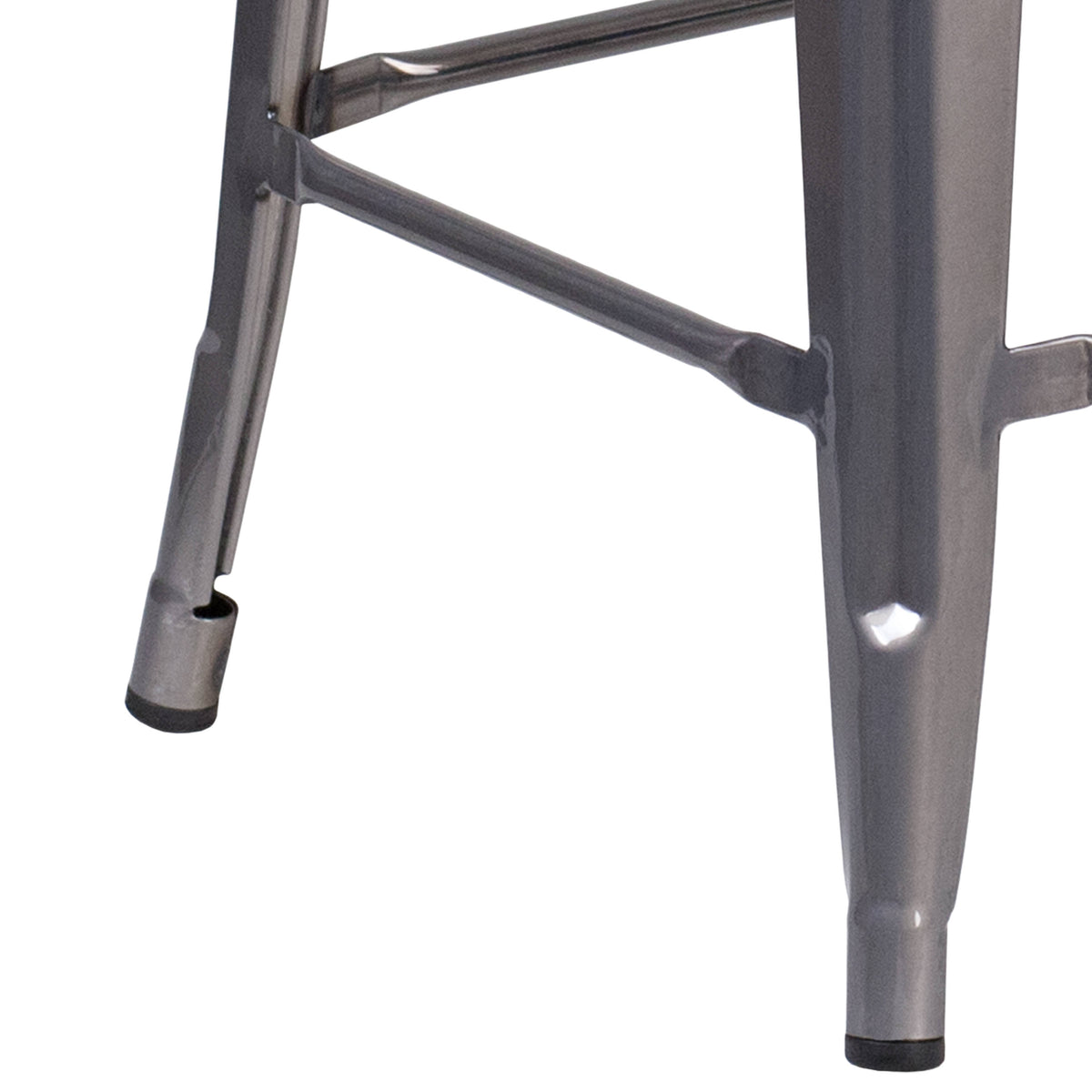 24" High Backless Silver Antique Clear Coat Metal Counter Stool w/ Square Seat