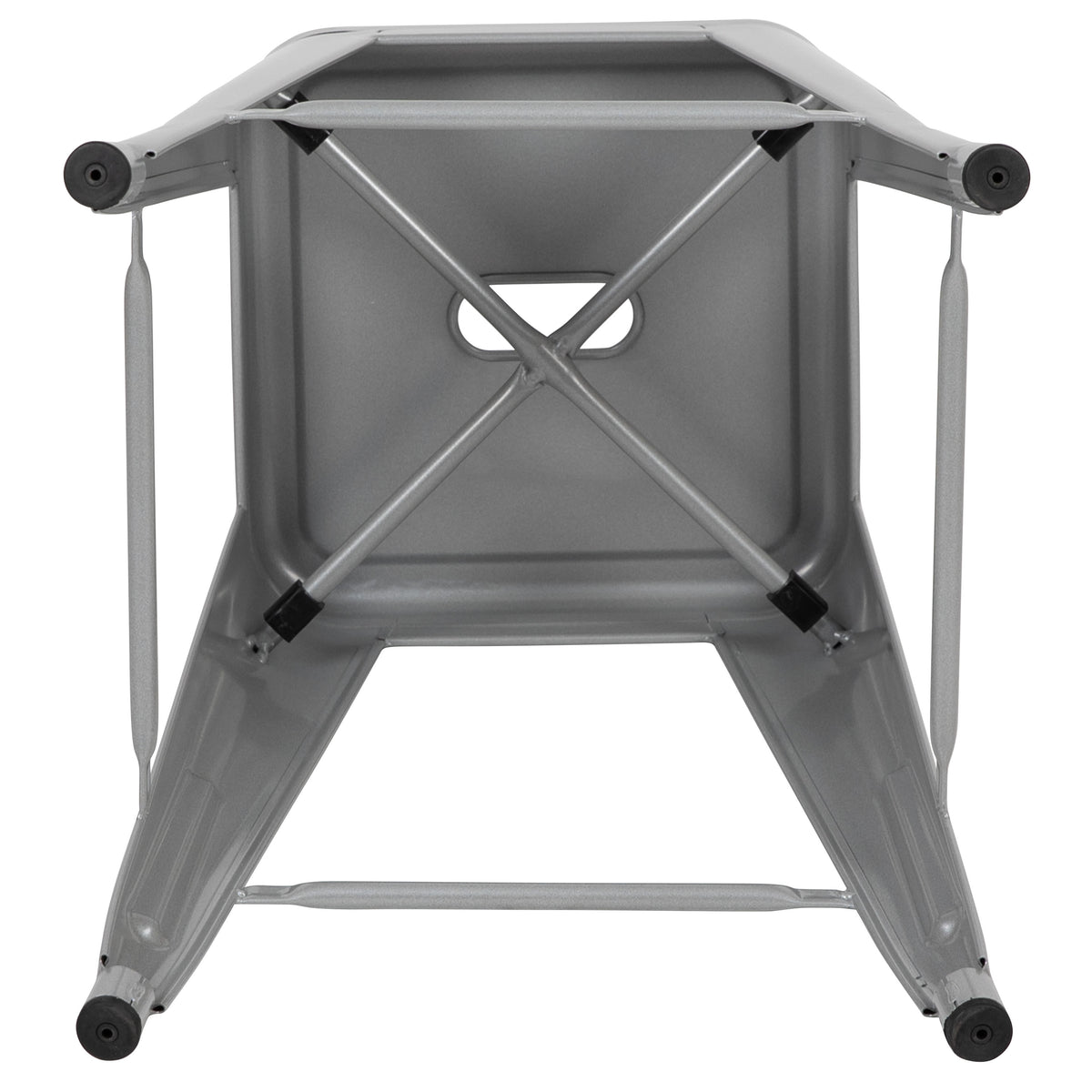 Silver |#| 4 Pack 24" High Metal Indoor Counter Bar Stool - Stackable Stool, Silver