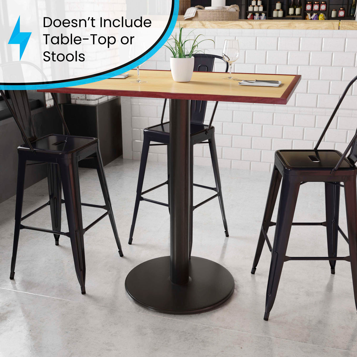 24" Round Restaurant Table Base with 4" Dia. Bar Height Column