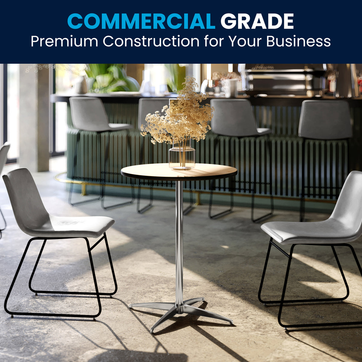 Natural |#| 24" Round Wood Cocktail Table with 30" and 42" Columns