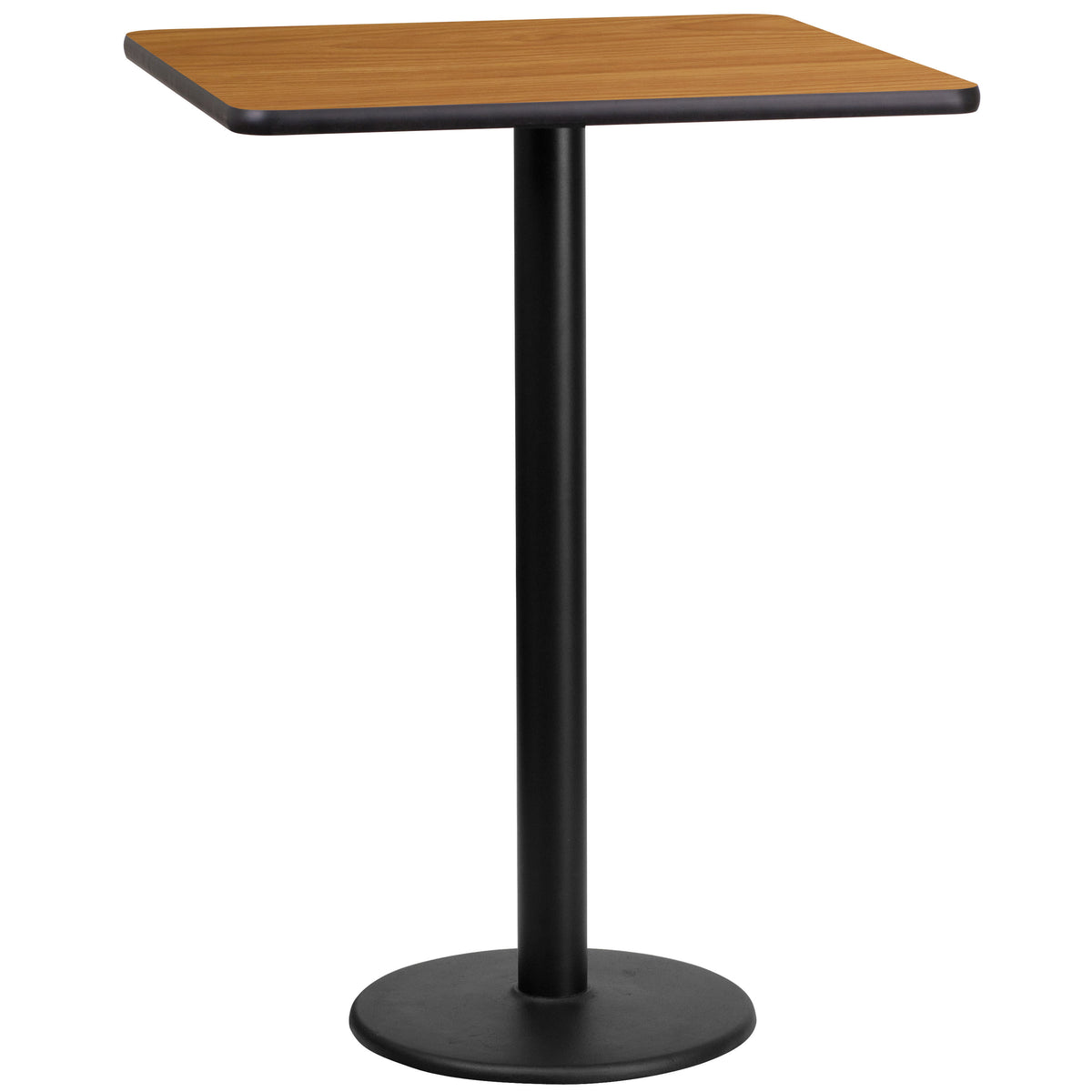 Natural |#| 24" Square Natural Laminate Table Top with 18" Round Bar Height Table Base