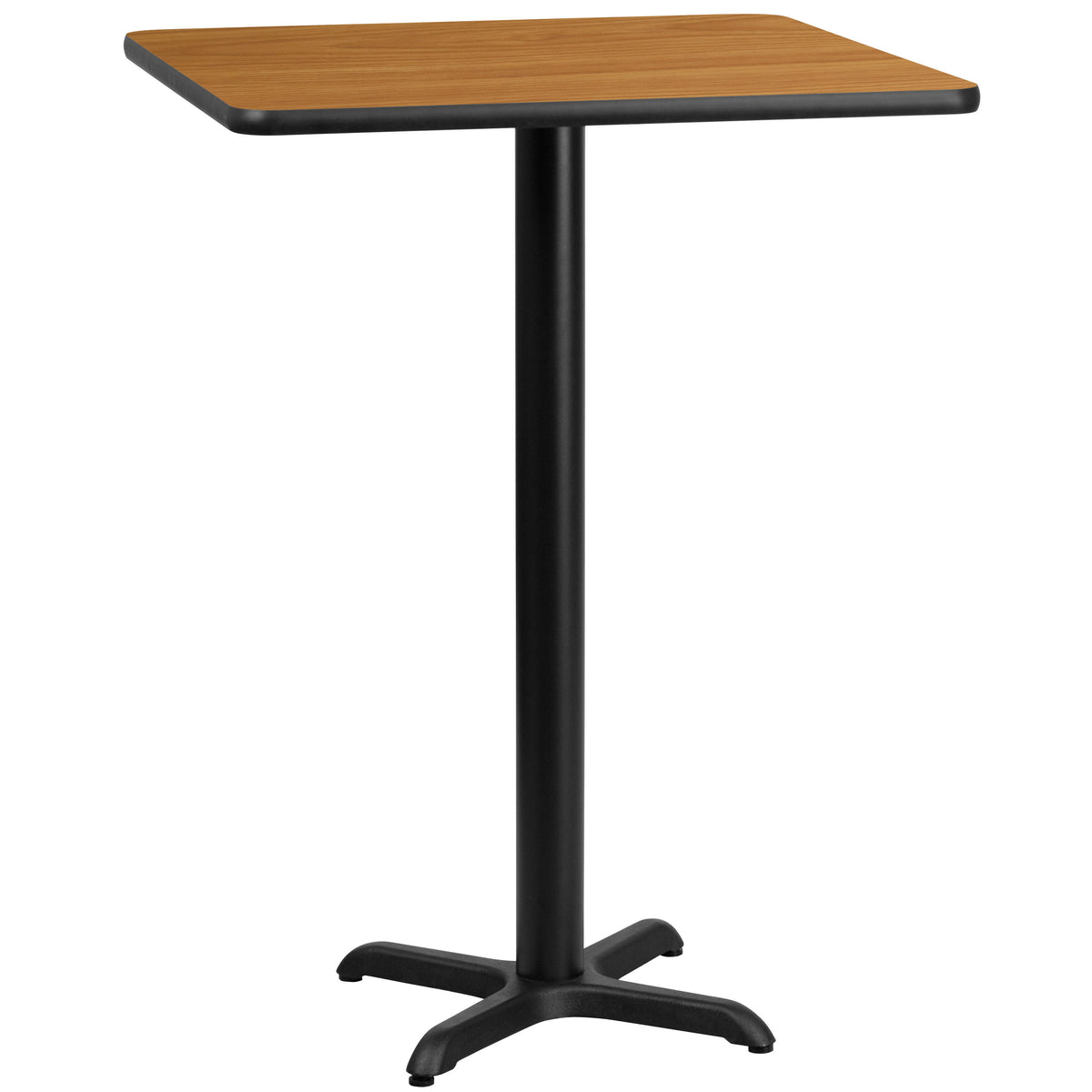 Natural |#| 24" Square Natural Laminate Table Top with 22" x 22" Bar Height Table Base