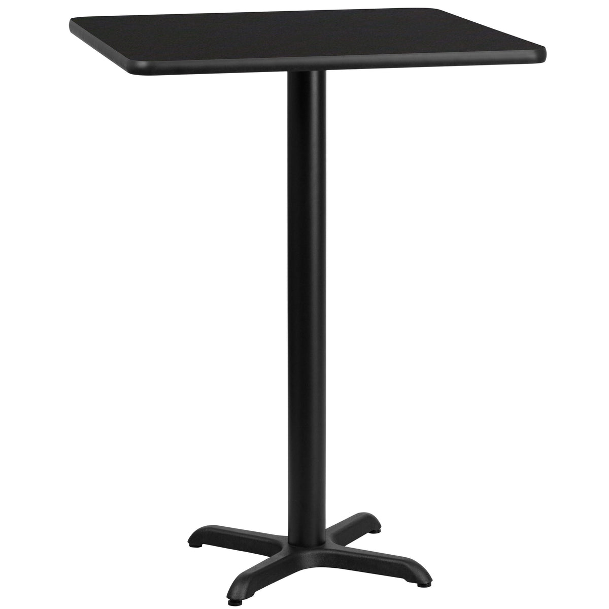 Black |#| 24" Square Black Laminate Table Top with 22" x 22" Bar Height Table Base