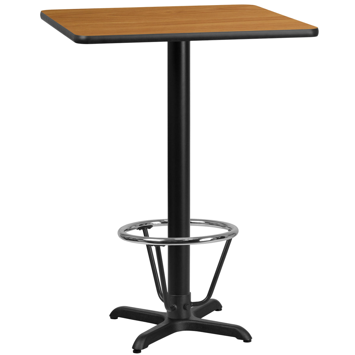 Natural |#| 24" SQ Natural Laminate Table Top & 22"x 22" Bar Height Table Base w/ Foot Ring