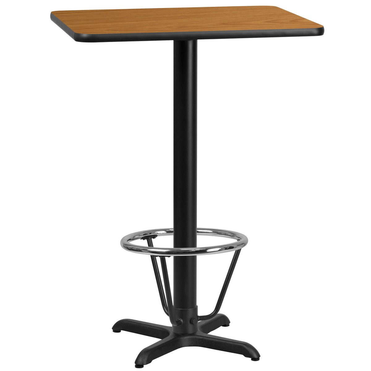 Natural |#| 24" x 30" Natural Laminate Table Top & 22x22 Bar Height Table Base w/Foot Ring