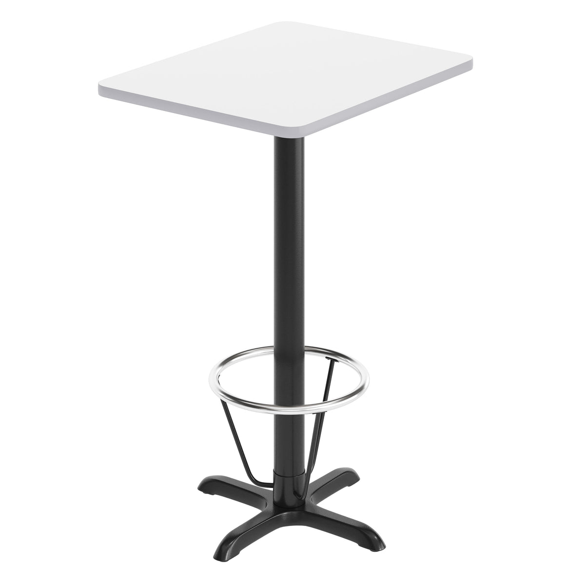 White |#| Commercial White Dining Table Top, 22x22 Bar Height Base & Footring- 24" x 30"