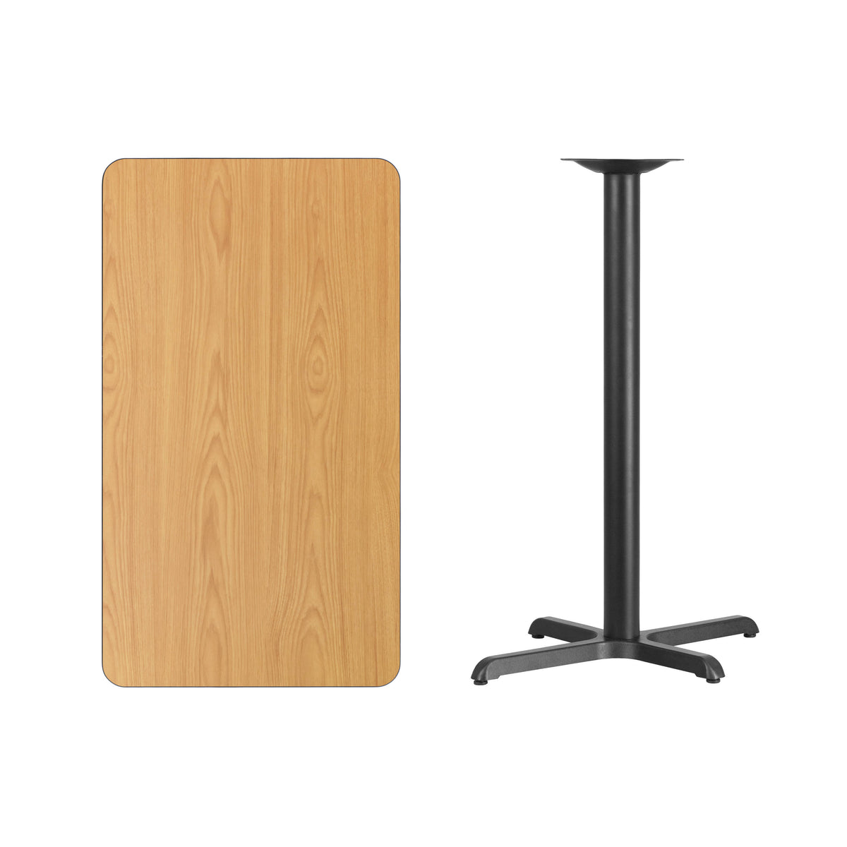 Natural |#| 24" x 42" Laminate Table Top with 23.5" x 29.5" Bar Height Table Base