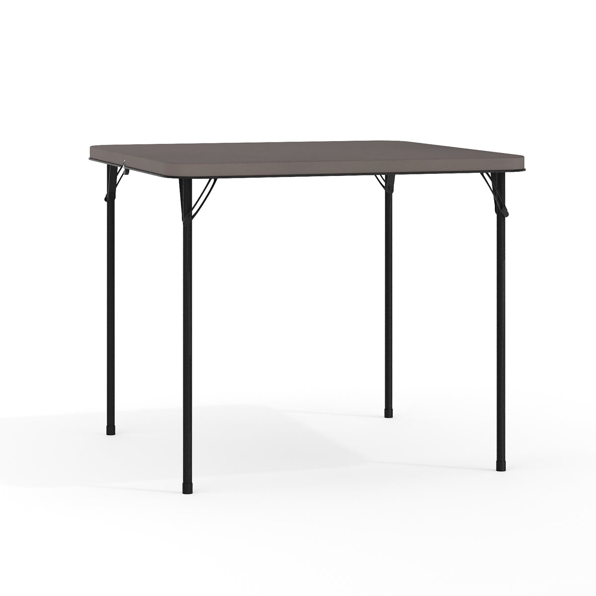 Dark Gray |#| 2.83-Foot Square Bi-Fold Dark Gray Plastic Folding Table with Carrying Handle