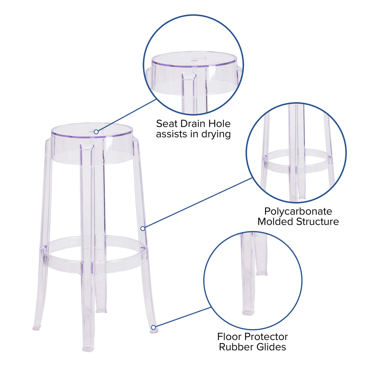 29.75" High Transparent Barstool - Restaurant & Bar Furniture