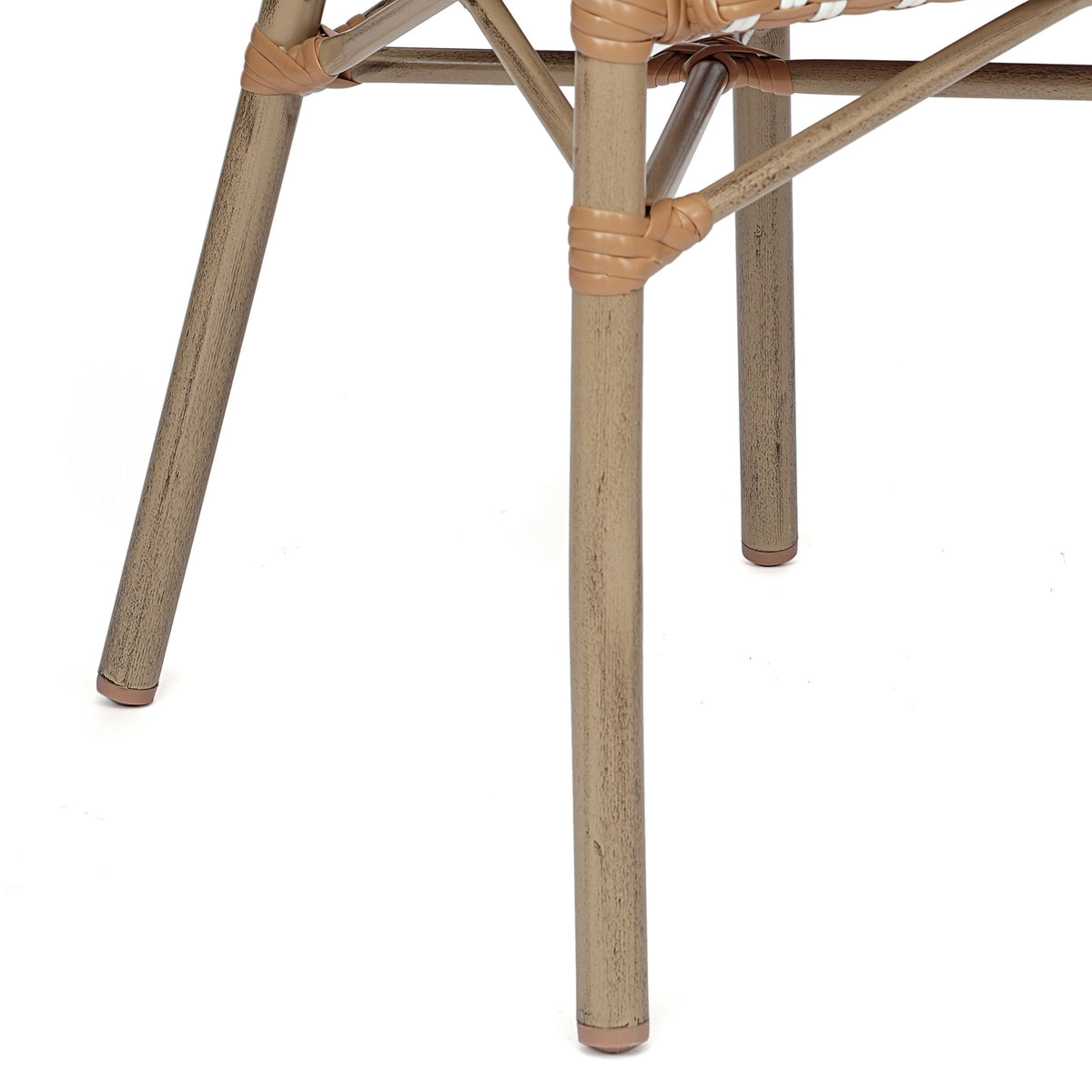 Natural & White/Light Natural Frame |#| 2 PK All-Weather Commercial Paris Chairs with Bamboo Print Metal Frame-Nat/White