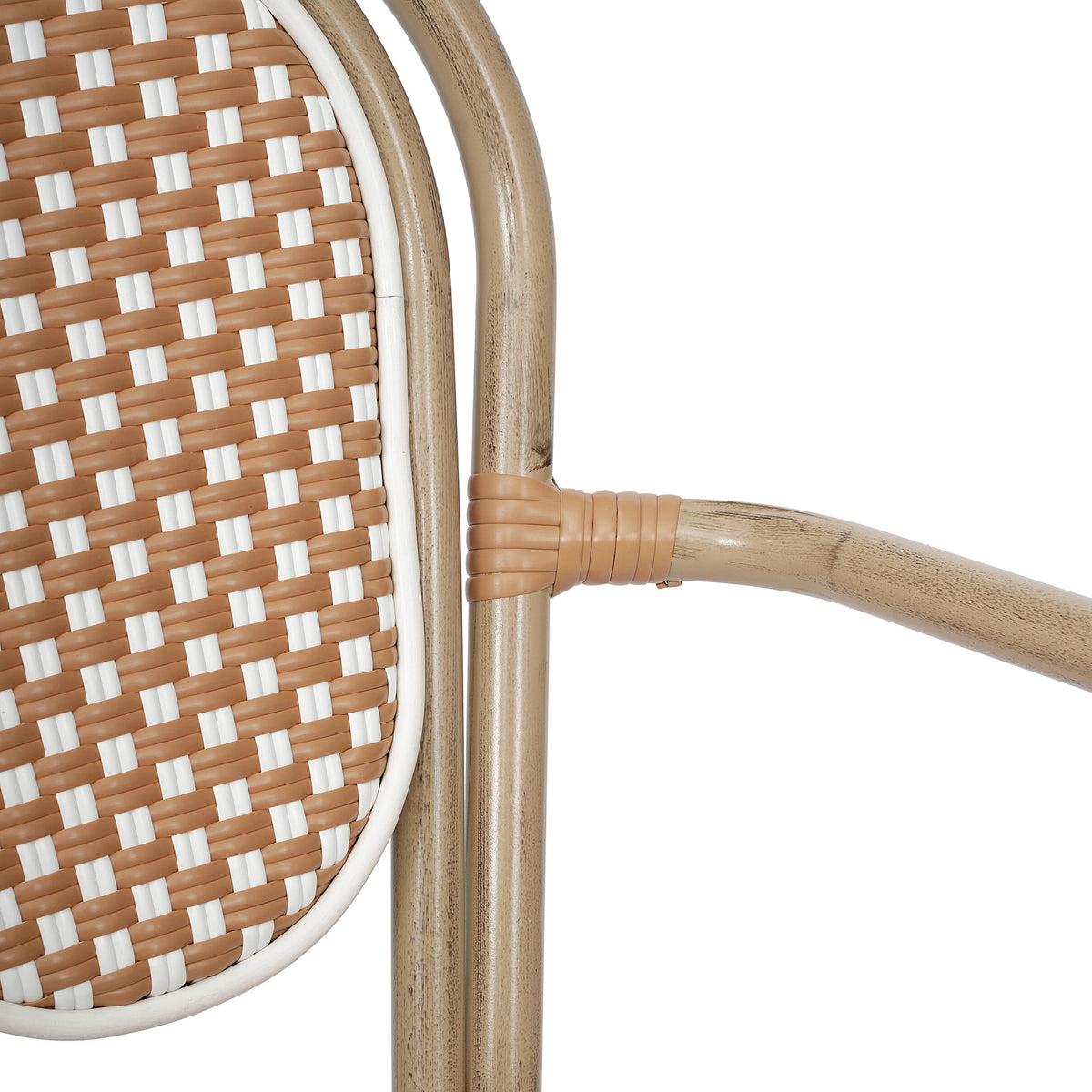 Natural & White/Light Natural Frame |#| 2 PK All-Weather Commercial Paris Chairs with Bamboo Print Metal Frame-Nat/White