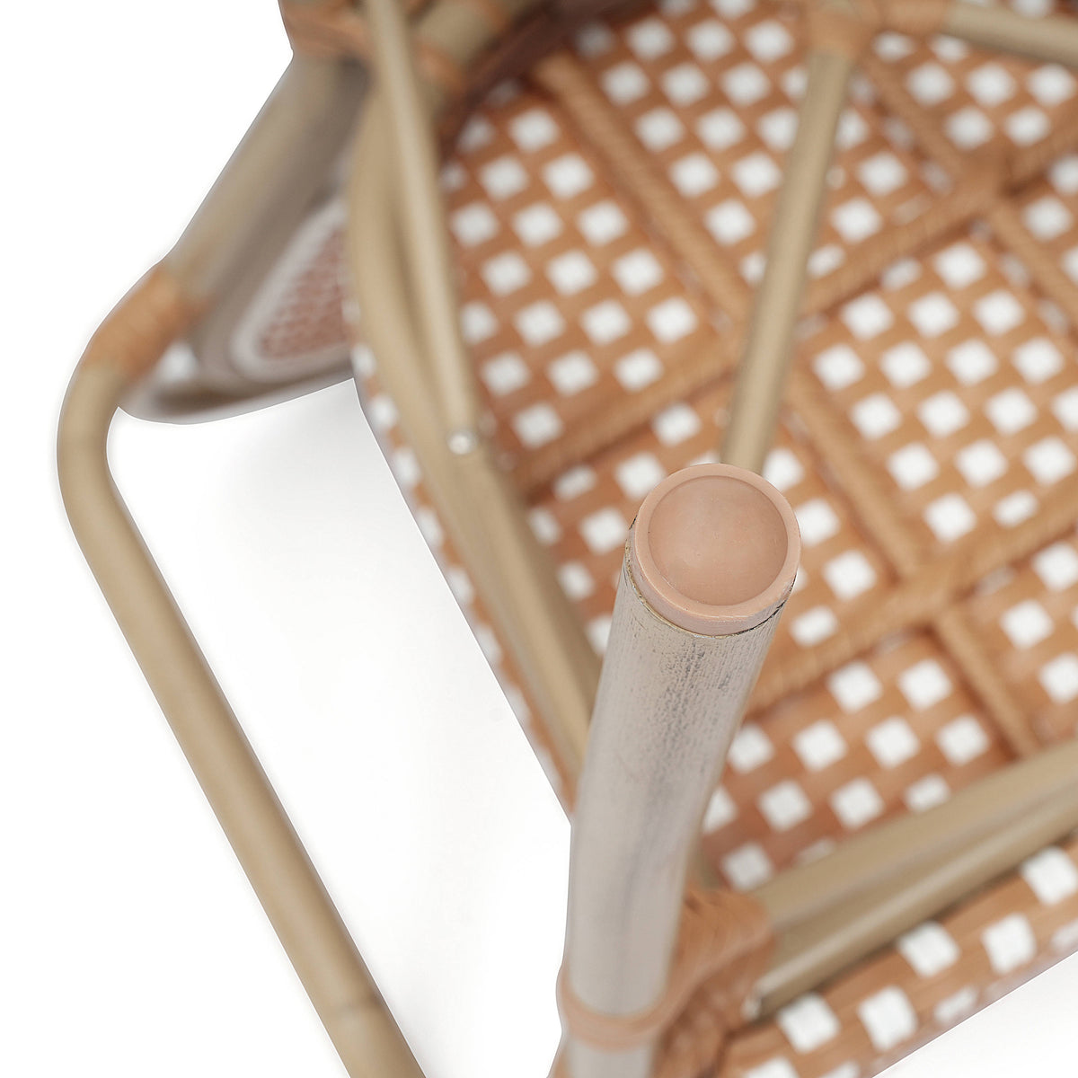 Natural & White/Light Natural Frame |#| 2 PK All-Weather Commercial Paris Chairs with Bamboo Print Metal Frame-Nat/White