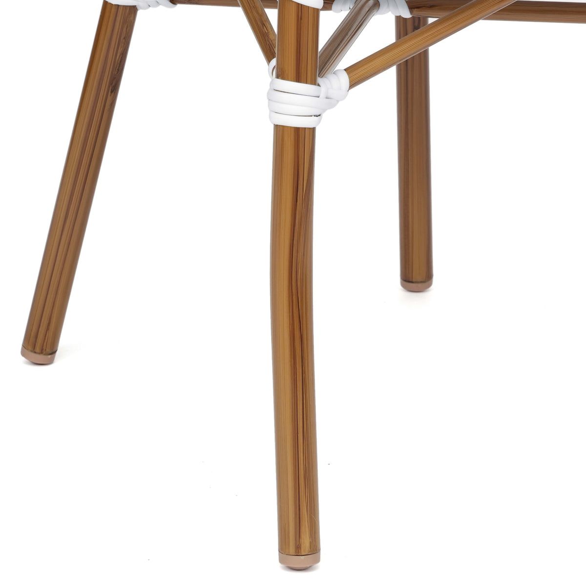 White & Gray/Natural Frame |#| 2 PK All-Weather Commercial Paris Chairs with Bamboo Print Metal Frame-Wht/Gray