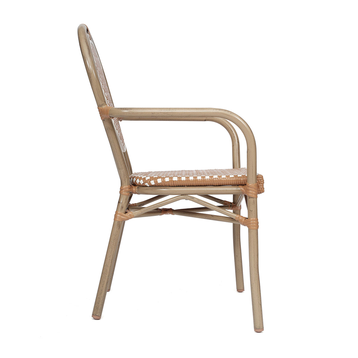 Natural & White/Light Natural Frame |#| 2 PK All-Weather Commercial Paris Chairs with Bamboo Print Metal Frame-Nat/White