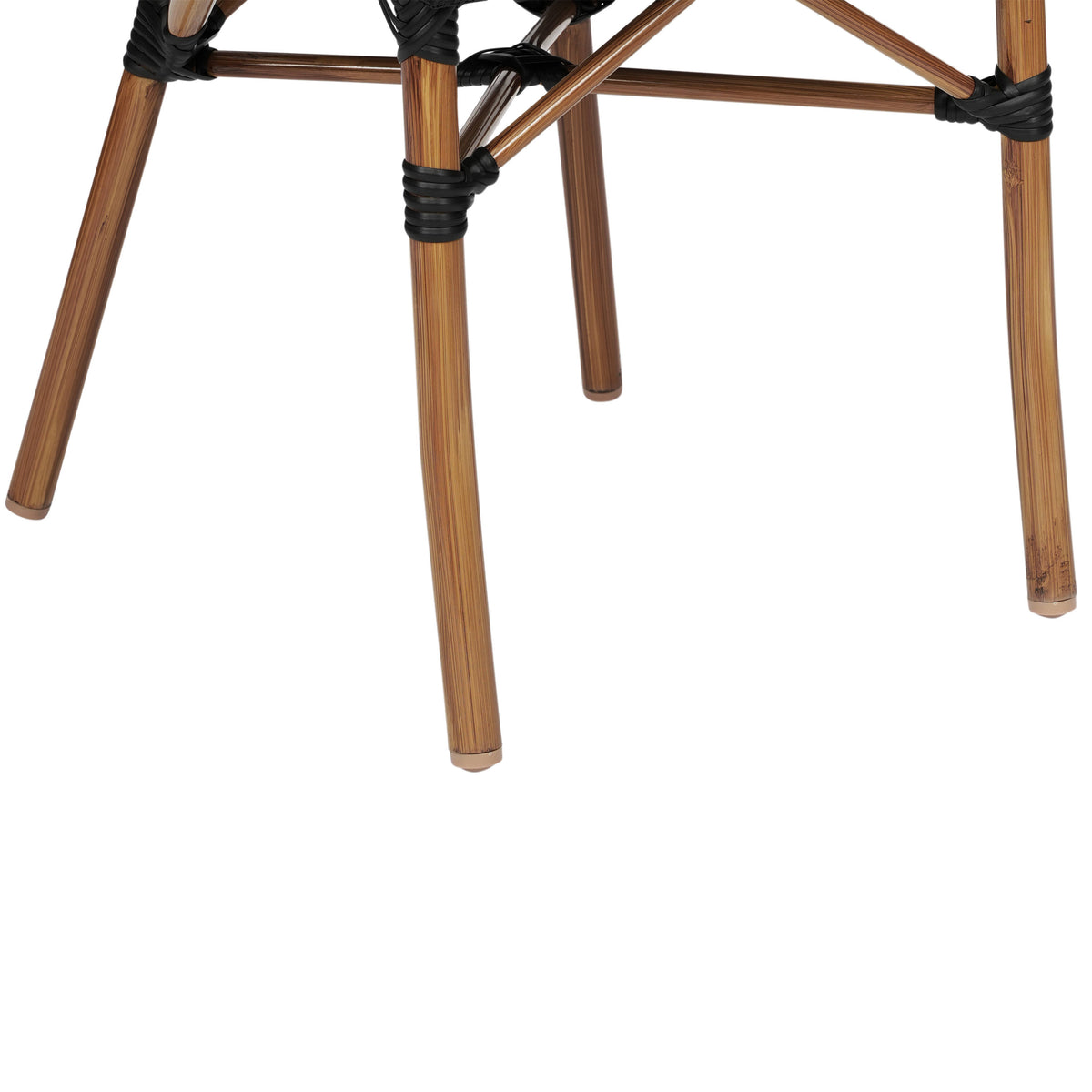 Black/Natural Frame |#| 2 PK All-Weather Commercial Paris Chairs with Arms and Natural Metal Frame-Black