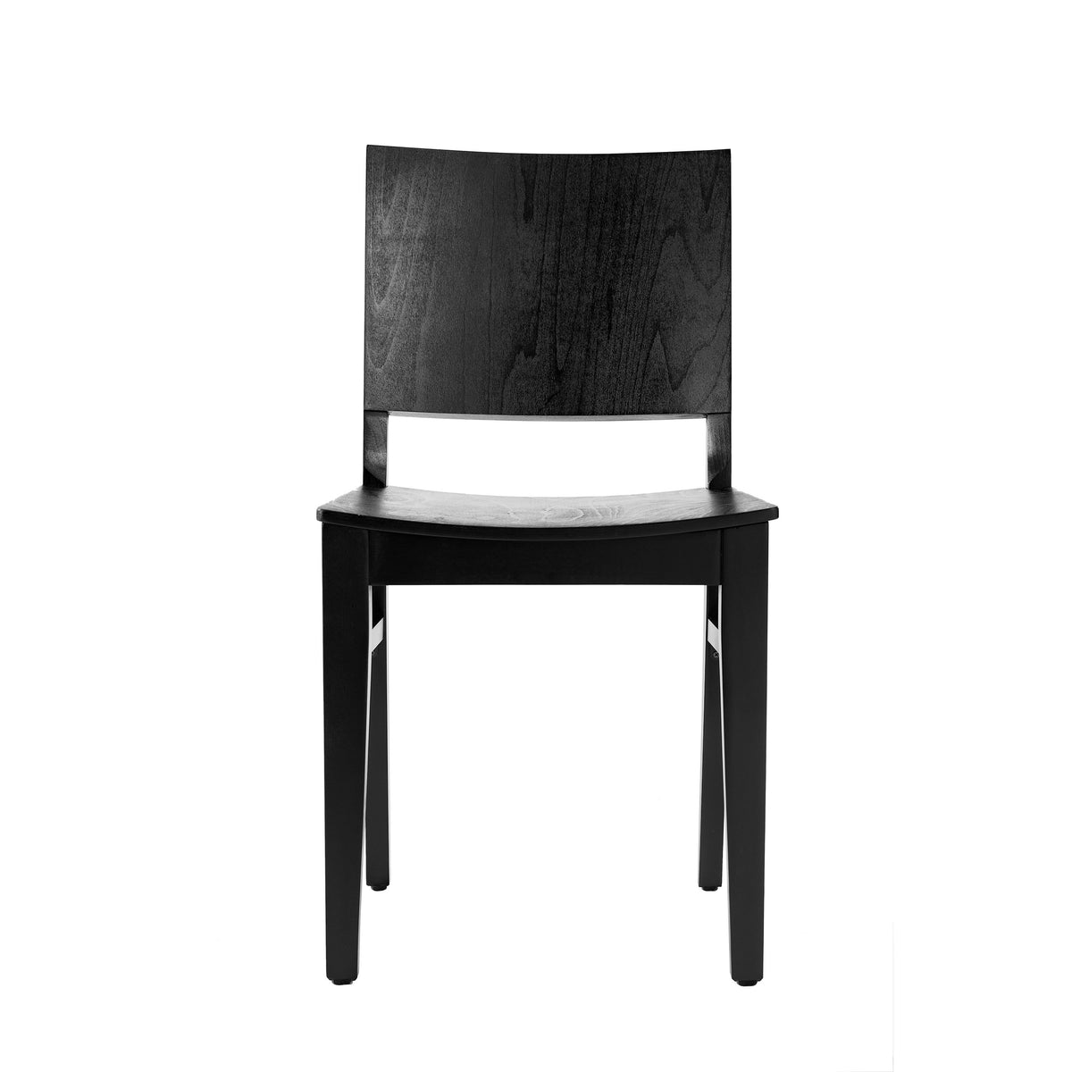Black |#| 2 Pack Commercial Solid Wood Dining Chair with Curved Backrest in Black