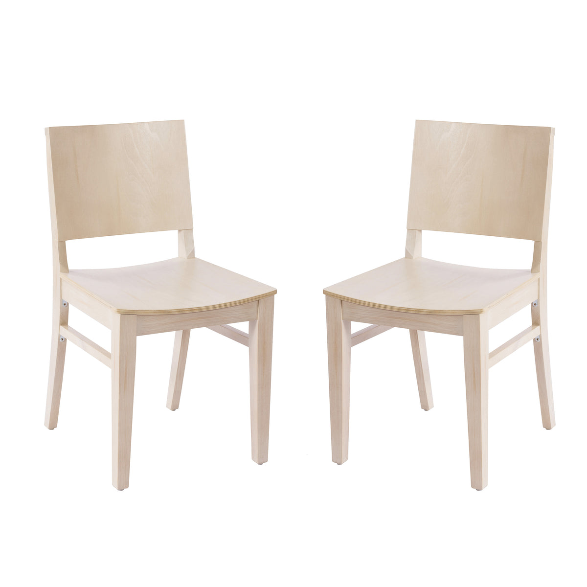 Antique White |#| 2 Pack Commercial Solid Wood Dining Chair with Curved Backrest in Antique White