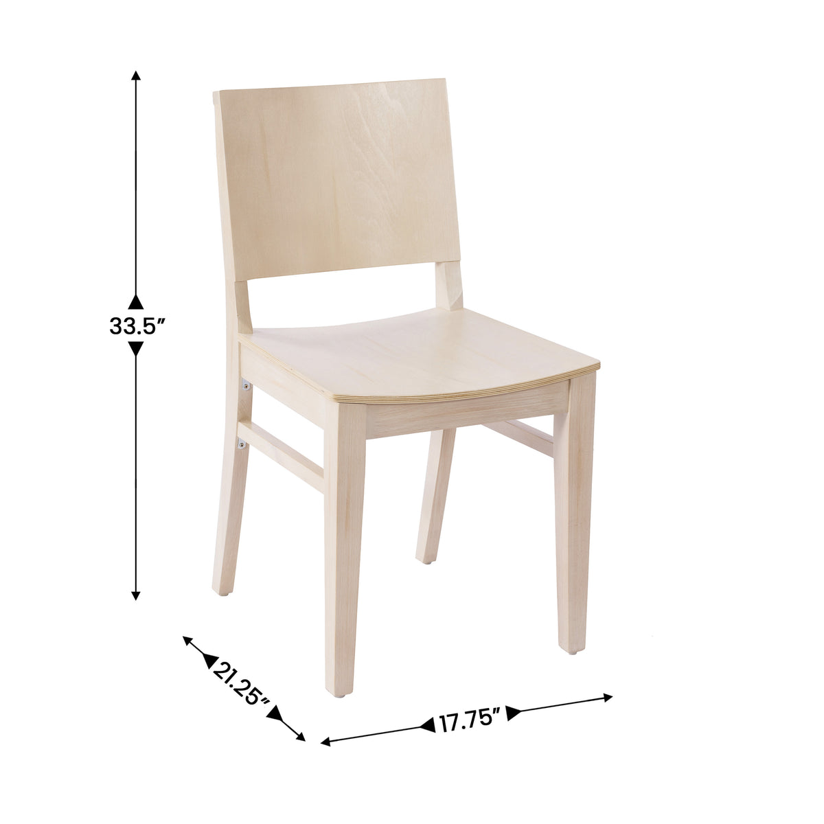 Antique White |#| 2 Pack Commercial Solid Wood Dining Chair with Curved Backrest in Antique White