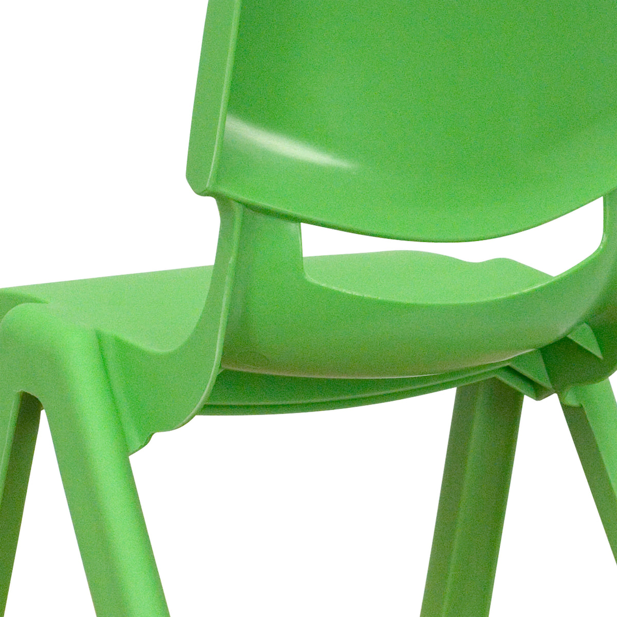 Green |#| 2 Pack Green Plastic Stackable School Chair with 12"H Seat, Preschool Seating