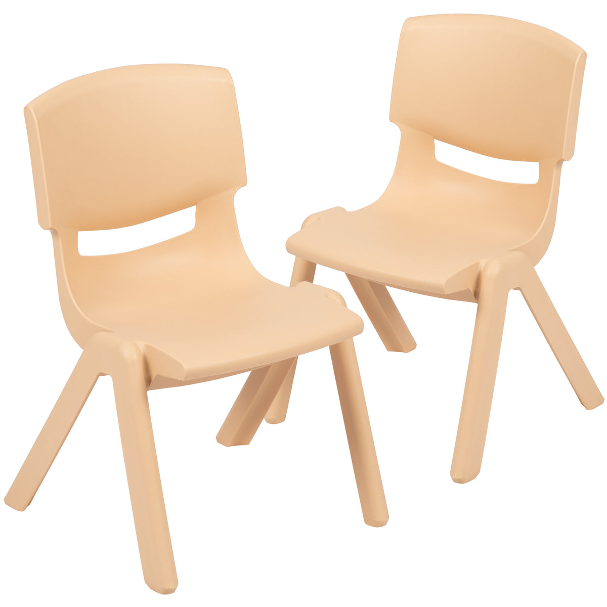 Natural |#| 2 Pack Natural Plastic Stackable School Chair with 12"H Seat, Preschool Seating