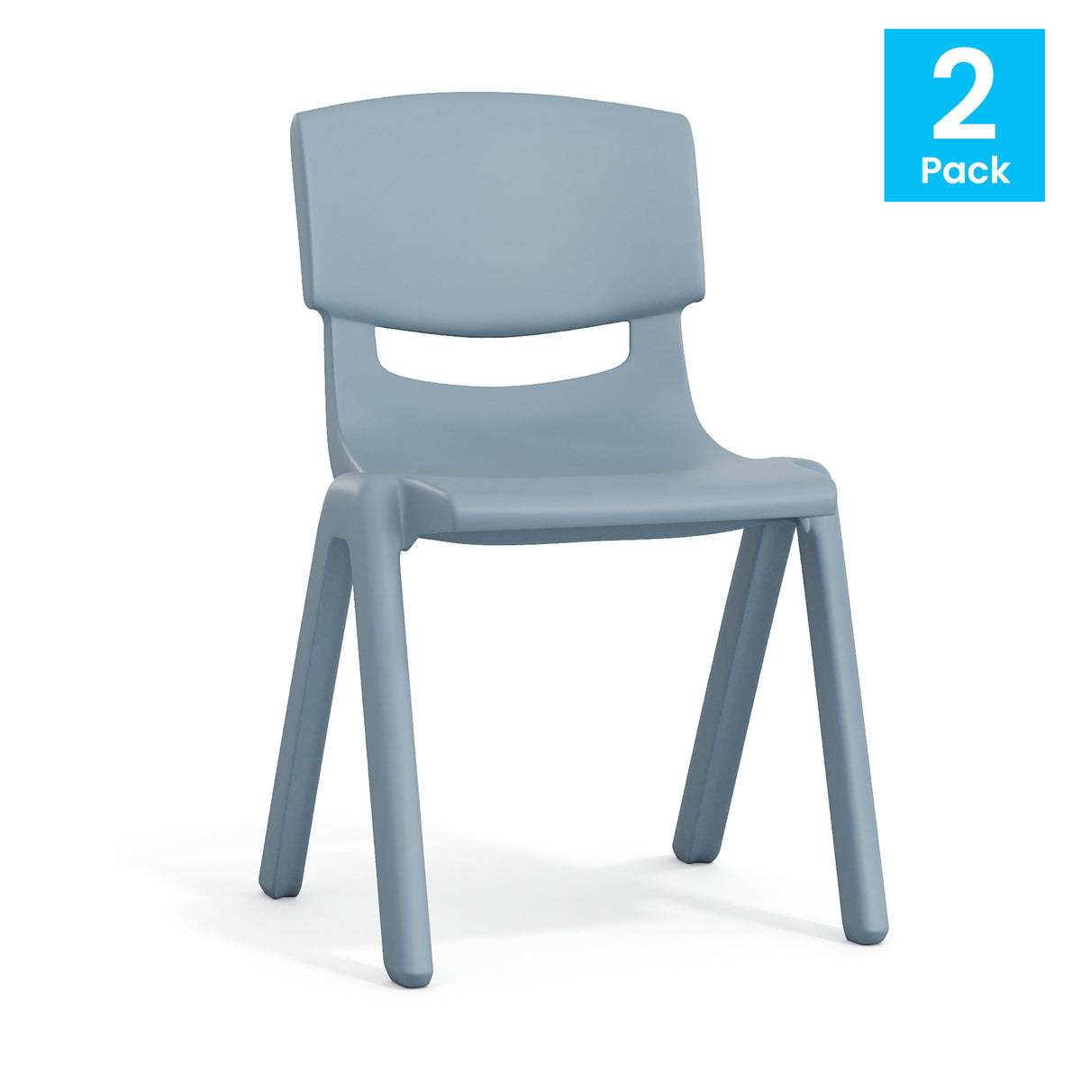 Dusty Blue |#| Set of 2 Plastic Stacking School Chairs with 12" Seat Height in Dusty Blue