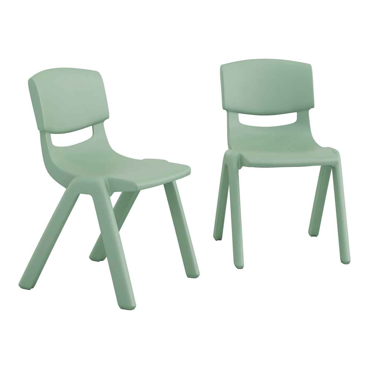 Sage |#| Set of 2 Plastic Stacking School Chairs with 12" Seat Height in Sage