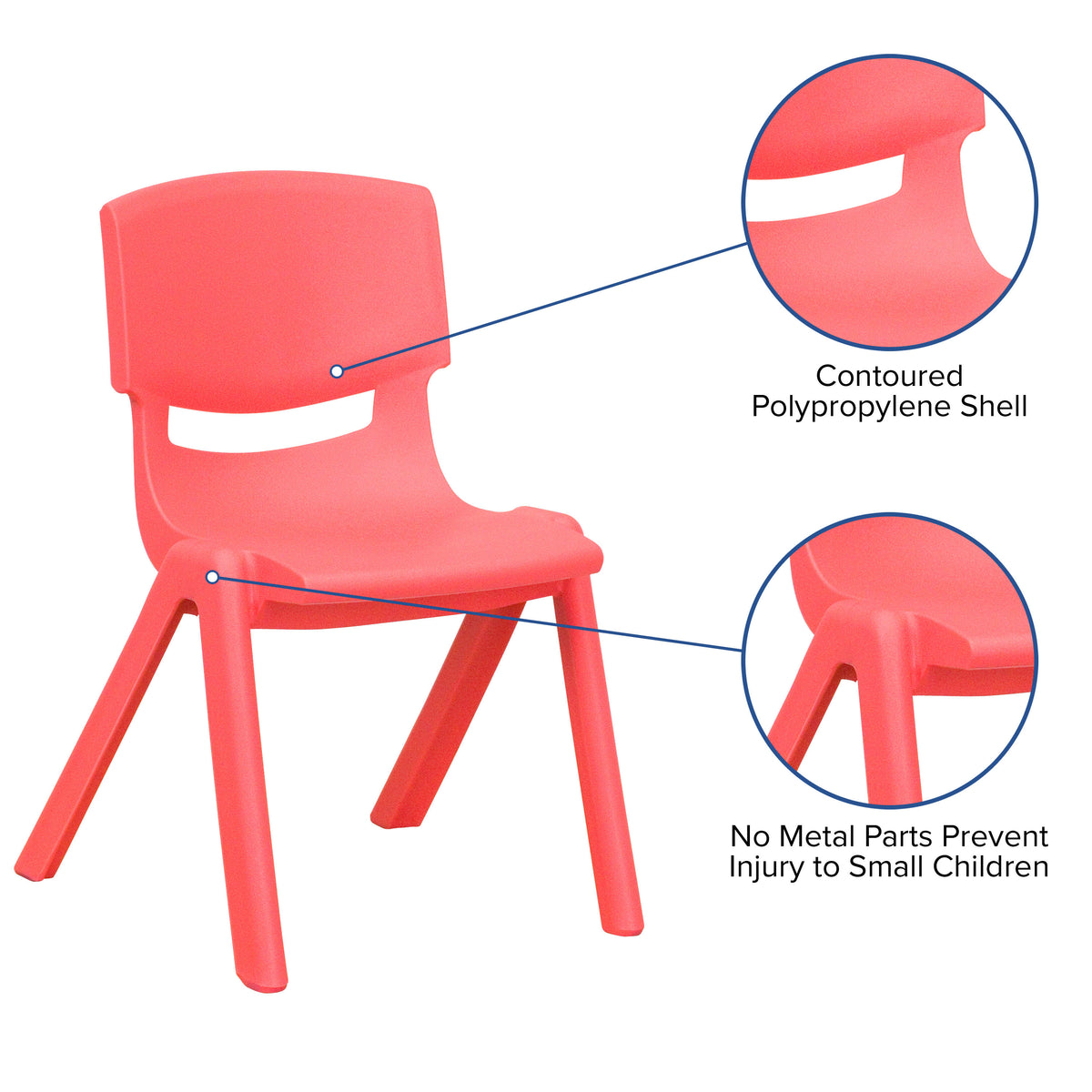 Red |#| 2 Pack Red Plastic Stackable School Chair with 12"H Seat, Preschool Seating