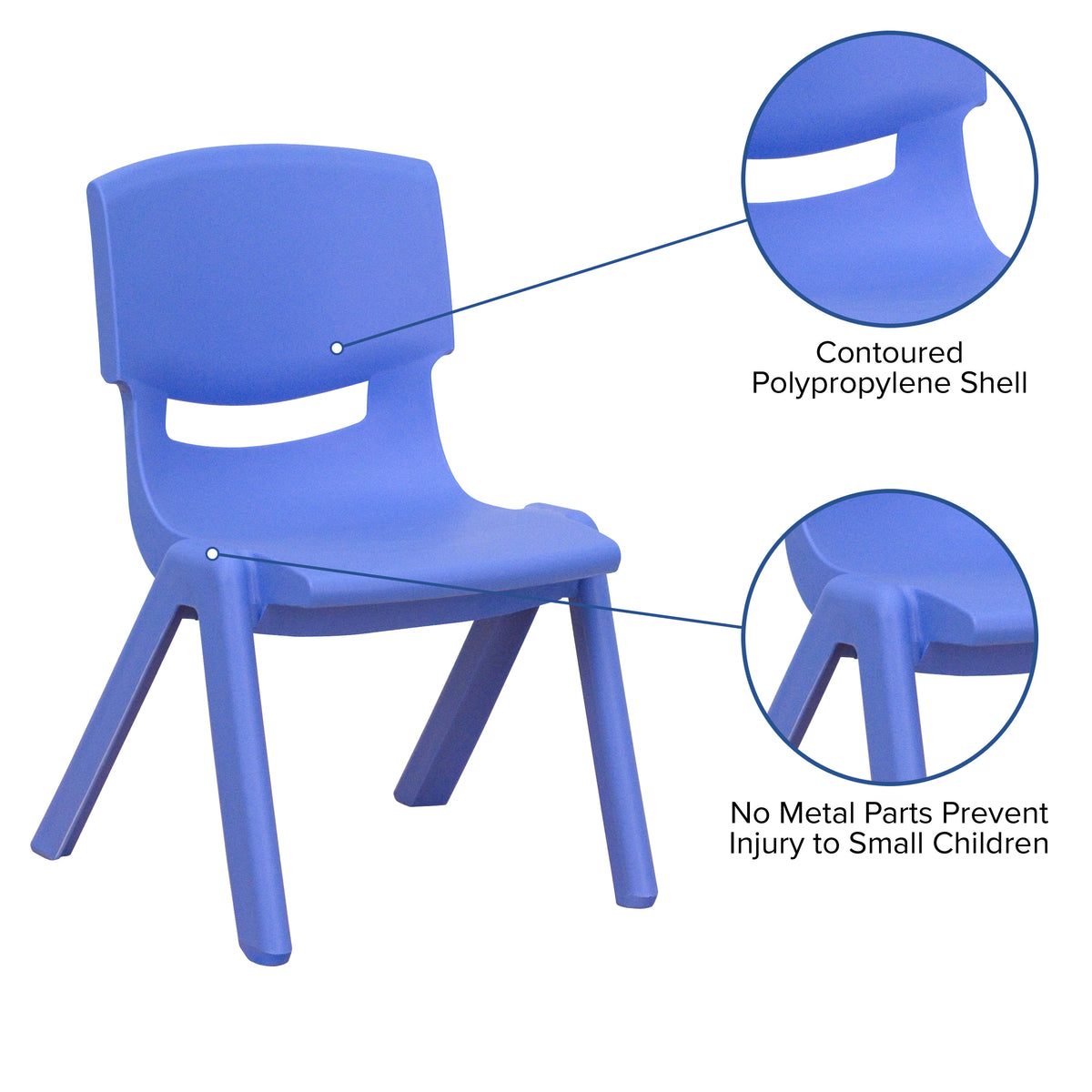 Blue |#| 2 Pack Blue Plastic Stackable School Chair with 12"H Seat, Preschool Seating