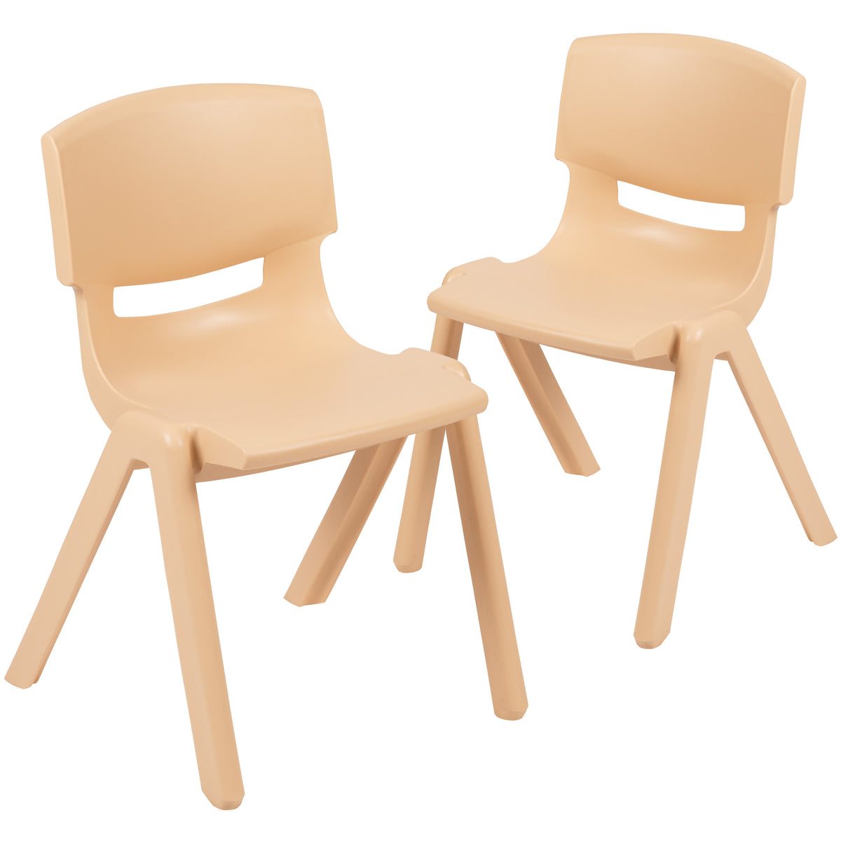 Natural |#| 2 Pack Natural Plastic Stack School Chair with 13.25"H Seat, K-2 School Chair