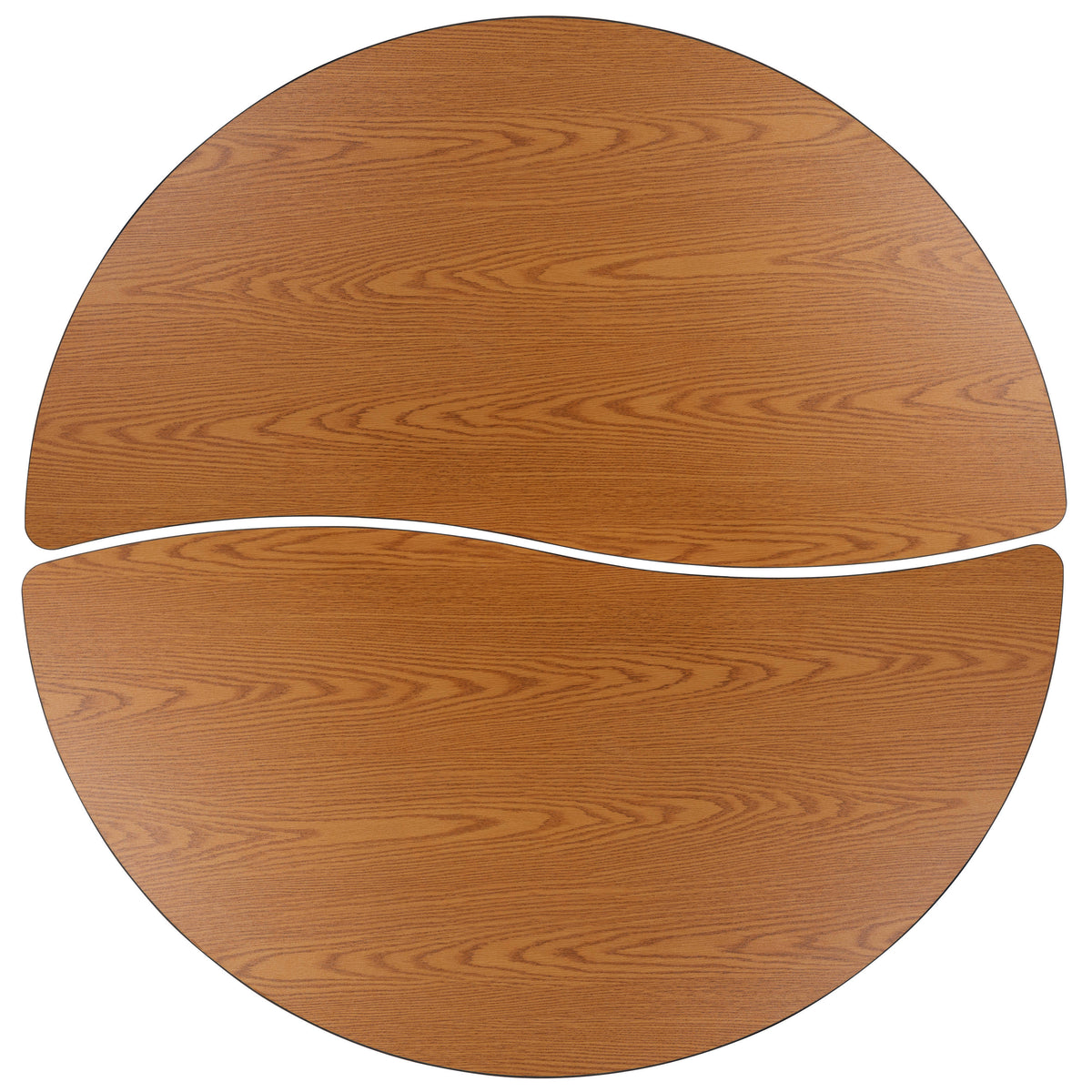 Oak Top/Black Frame |#| 2 Piece Mobile 60" Circle Flexible Oak Adjustable Activity Table Set