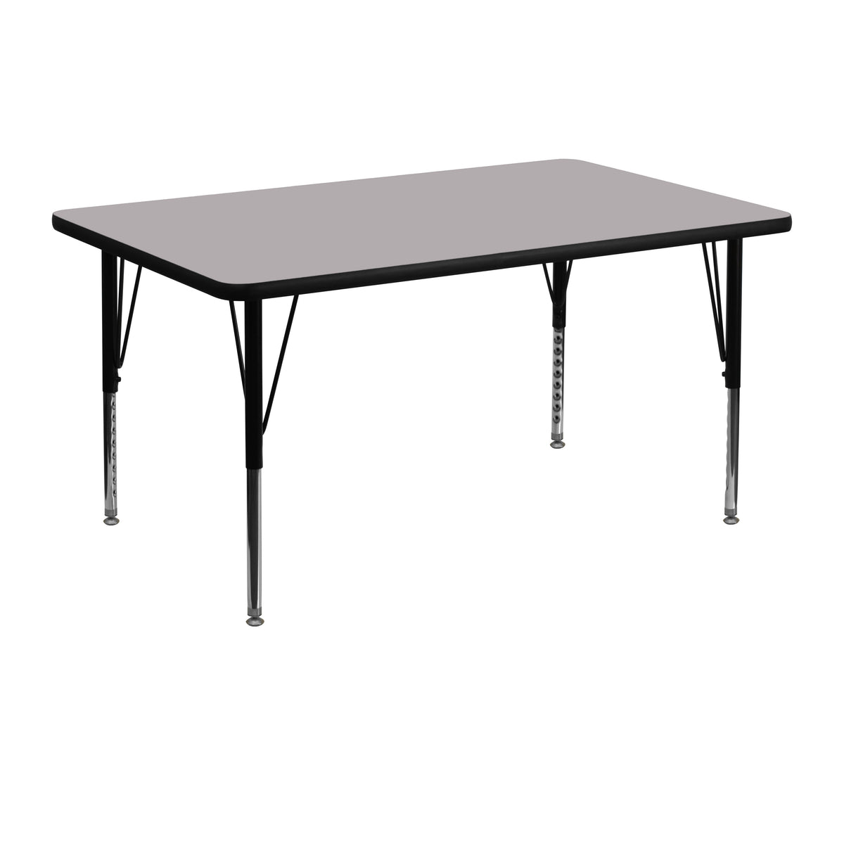 Gray Top/Black Frame |#| 30"W x 48"L Rectangular Grey Thermal Laminate Adjustable Activity Table