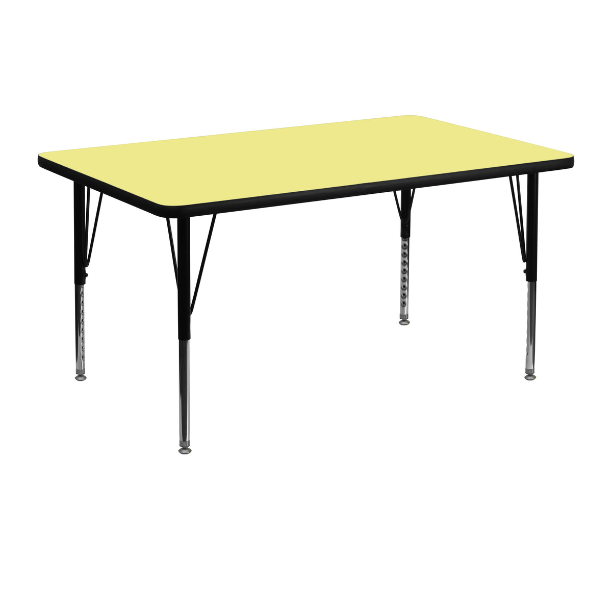 Yellow Top/Black Frame |#| 30"W x 48"L Rectangular Yellow Thermal Laminate Adjustable Activity Table
