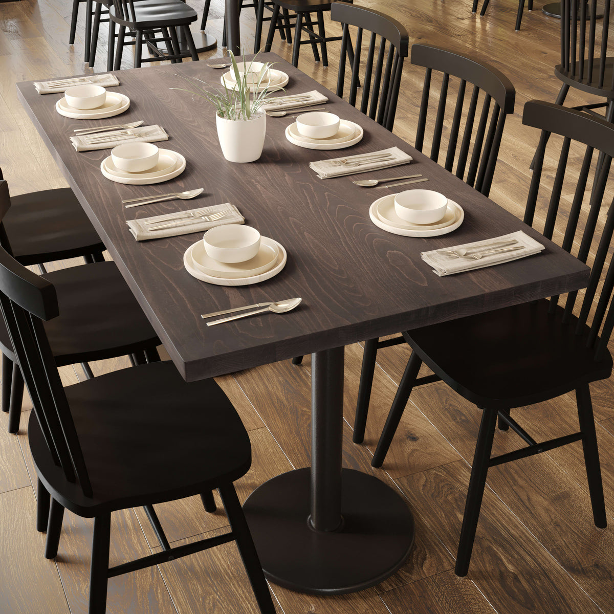 Dark Brown |#| 30x60 Commercial Solid Wood Tabletop with Support Bars for Indoor Use-Dark Brown