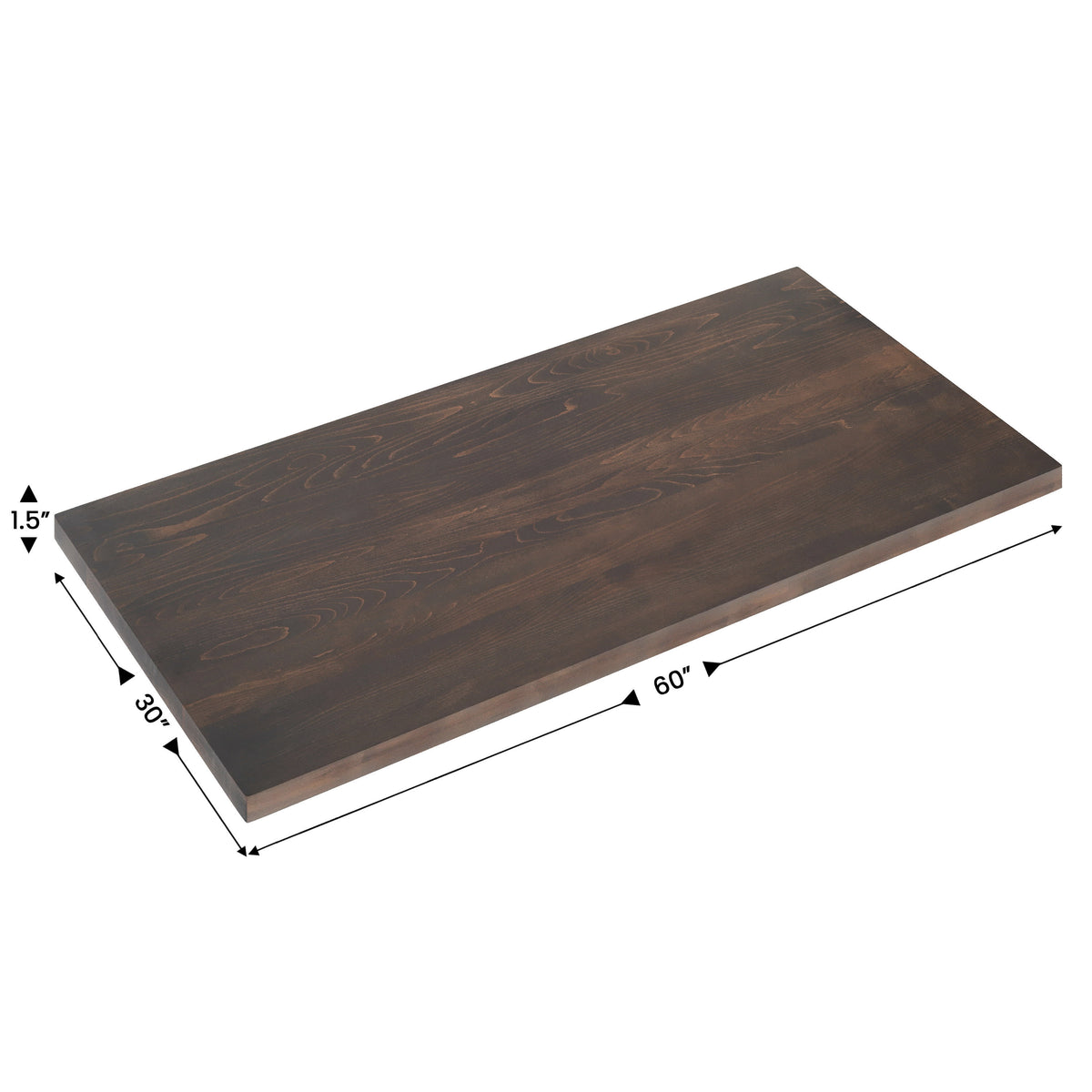 Dark Brown |#| 30x60 Commercial Solid Wood Tabletop with Support Bars for Indoor Use-Dark Brown