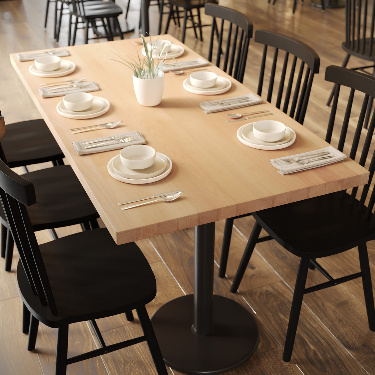 Natural |#| 30x60 Commercial Solid Wood Tabletop with Support Bars for Indoor Use-Natural