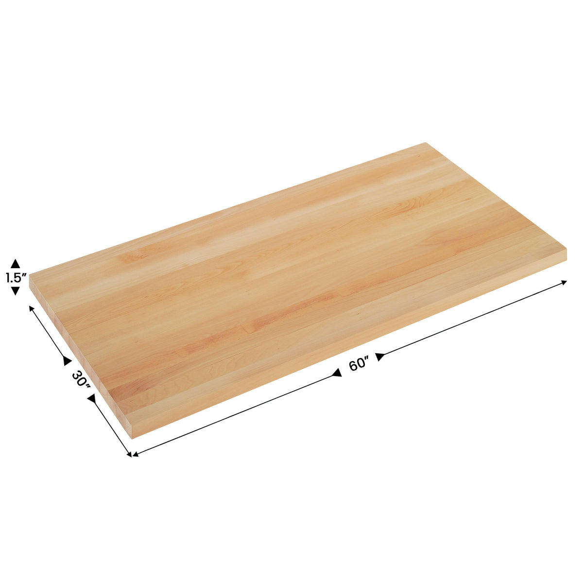 Natural |#| 30x60 Commercial Solid Wood Tabletop with Support Bars for Indoor Use-Natural