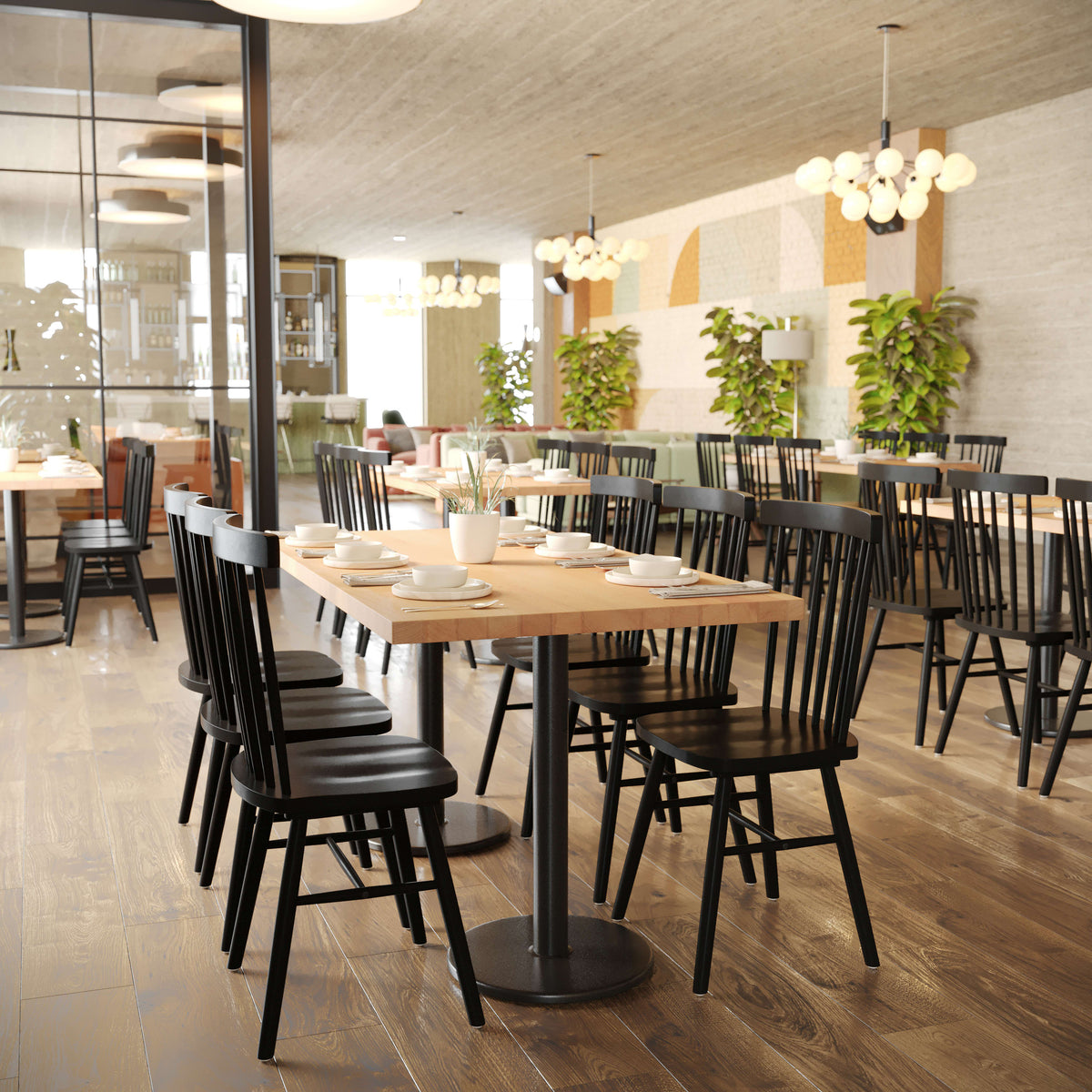 Natural |#| 30x60 Commercial Solid Wood Tabletop with Support Bars for Indoor Use-Natural