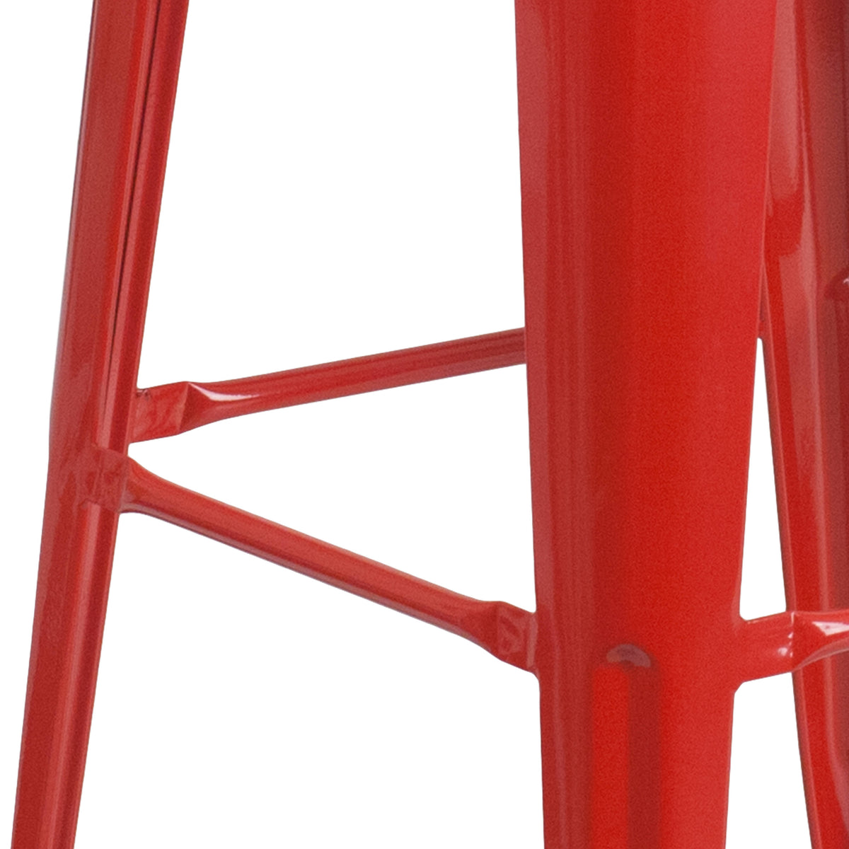 Red |#| 30" High Backless Red Metal Barstool with Square Wood Seat - Kitchen Furniture