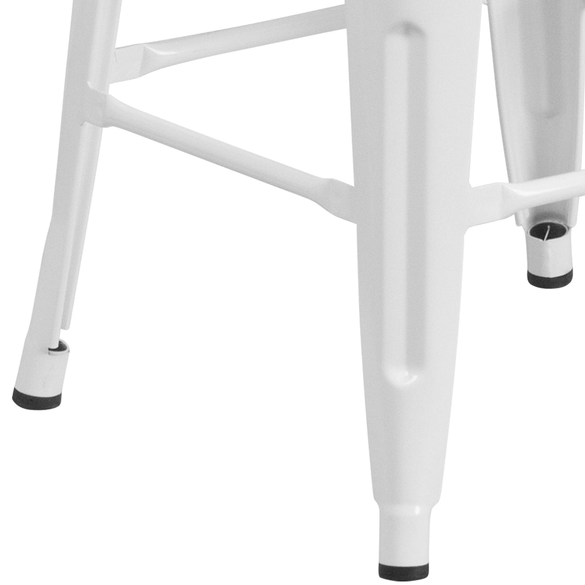 White |#| 30" High Backless White Metal Barstool with Square Wood Seat - Kitchen Furniture